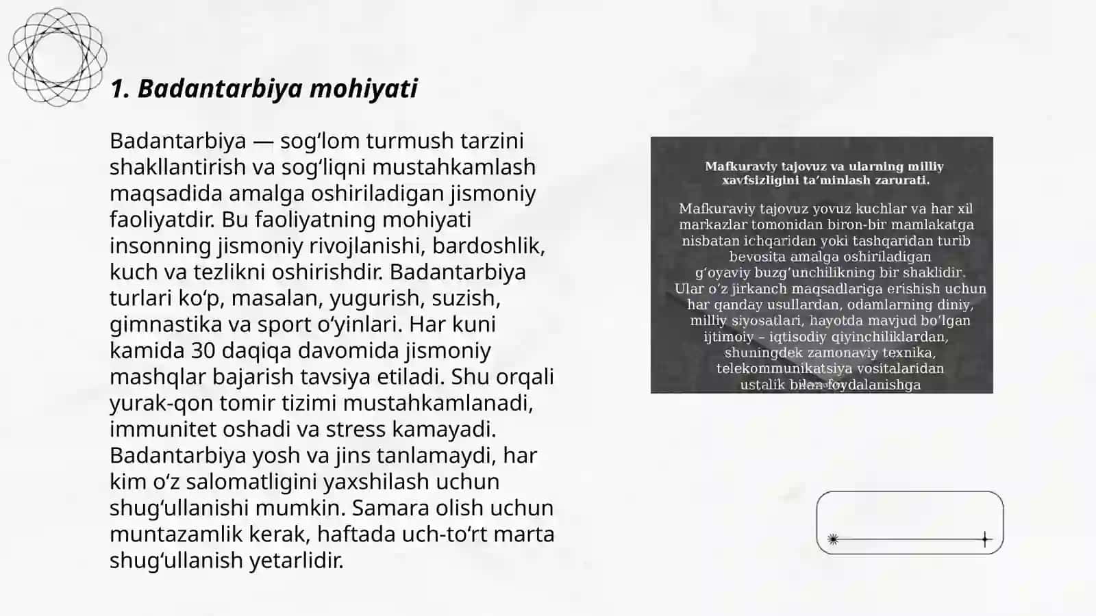 Badantarbiya mohiyati, o'tkazilishi va uning tashkiliy qismi 3