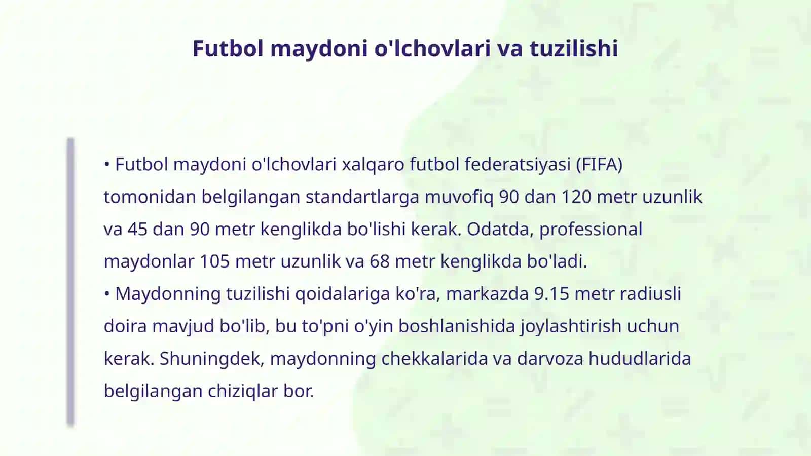 Fytbol maydoni elementlari, jihozlari va o'yin qoidalari 3