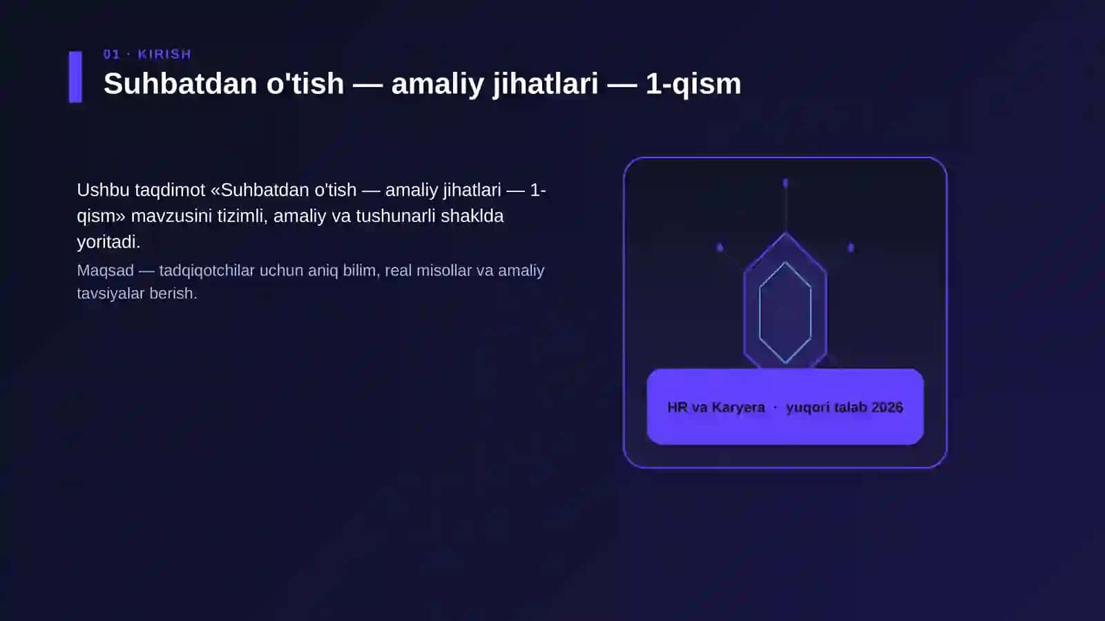 Suhbatdan o'tish — amaliy jihatlari — 1-qism 3