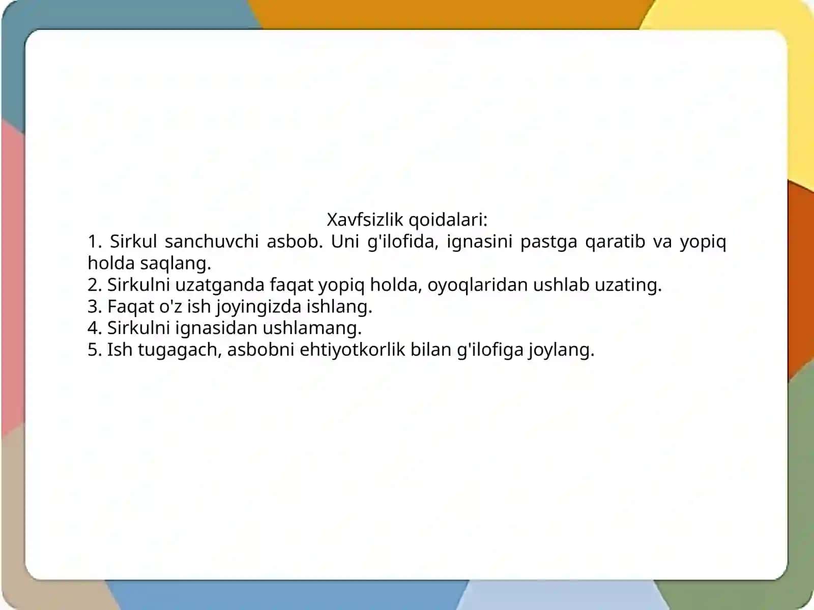 Texnologiya - Sirkul vazifasi va tuzilishi 3