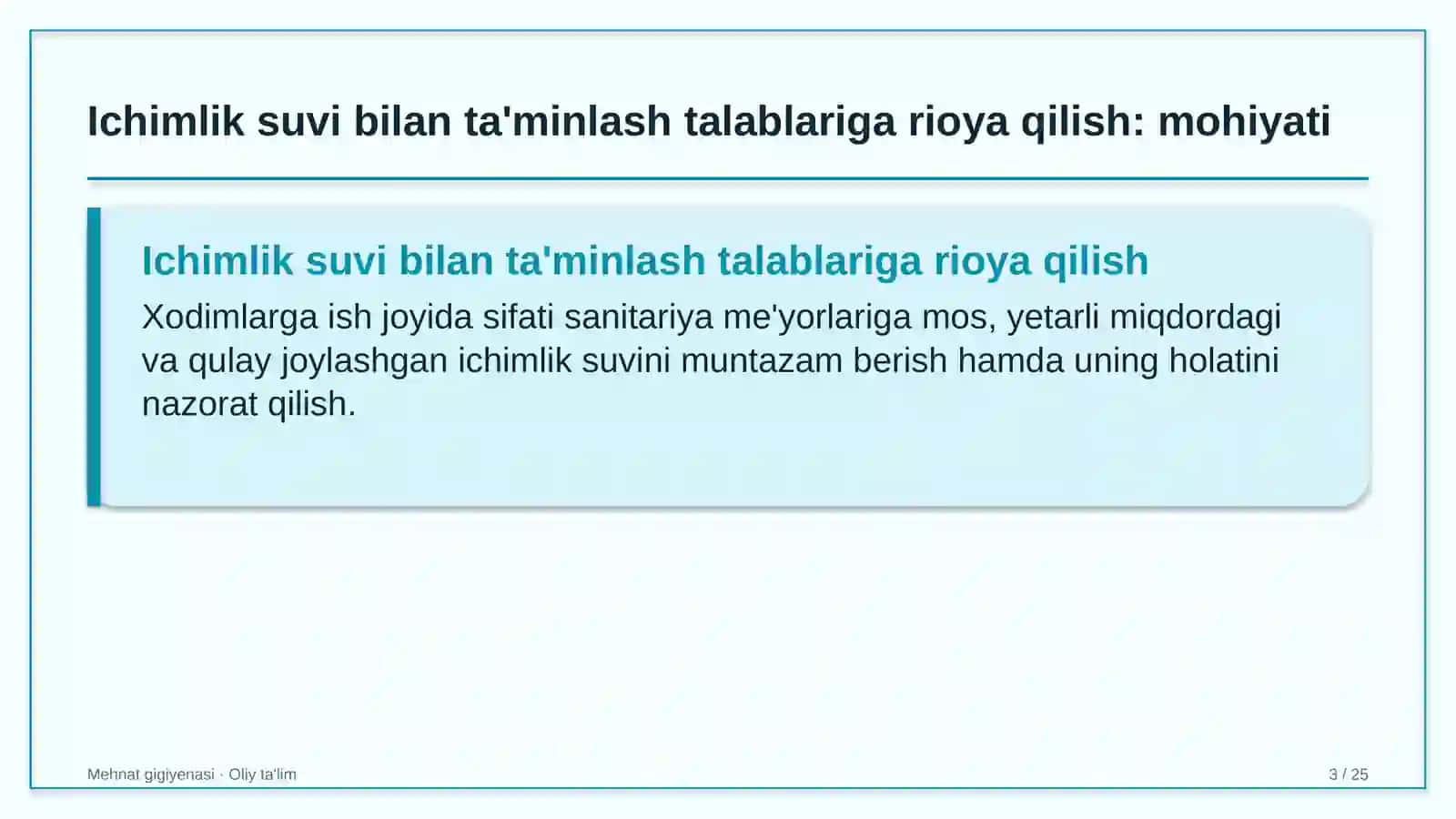 Mehnat gigiyenasi · Oliy ta'lim 3