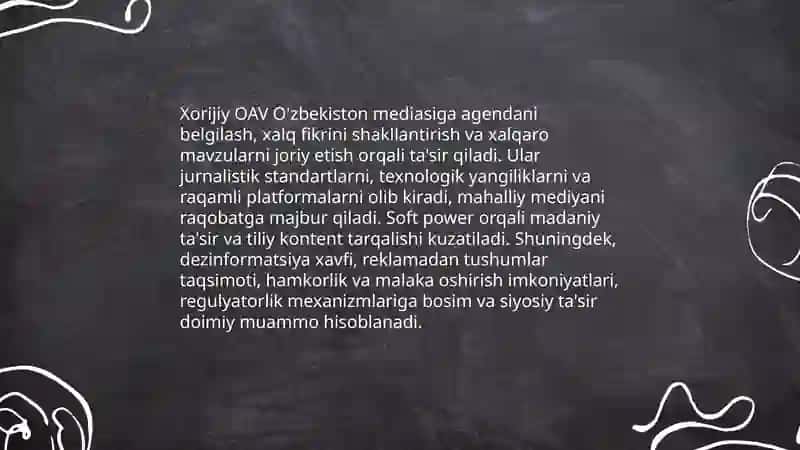 Xorijiy OAVning media makonidagi oʻrni 3
