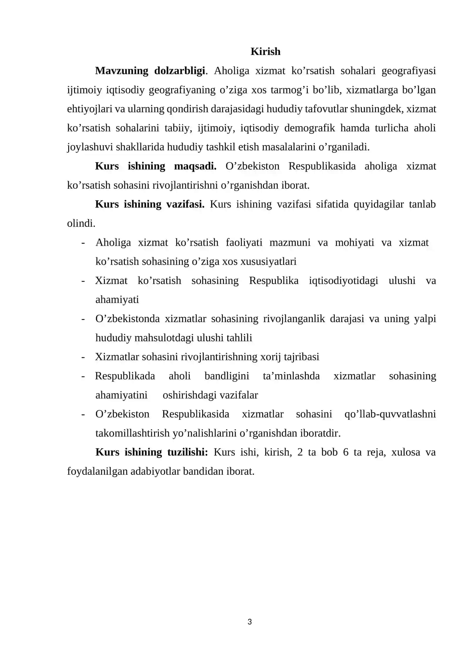 O’ZBEKISTONDA AHOLIGA XIZMAT KO’RSATISH SOHALARI GEOGRAFIYASI 3