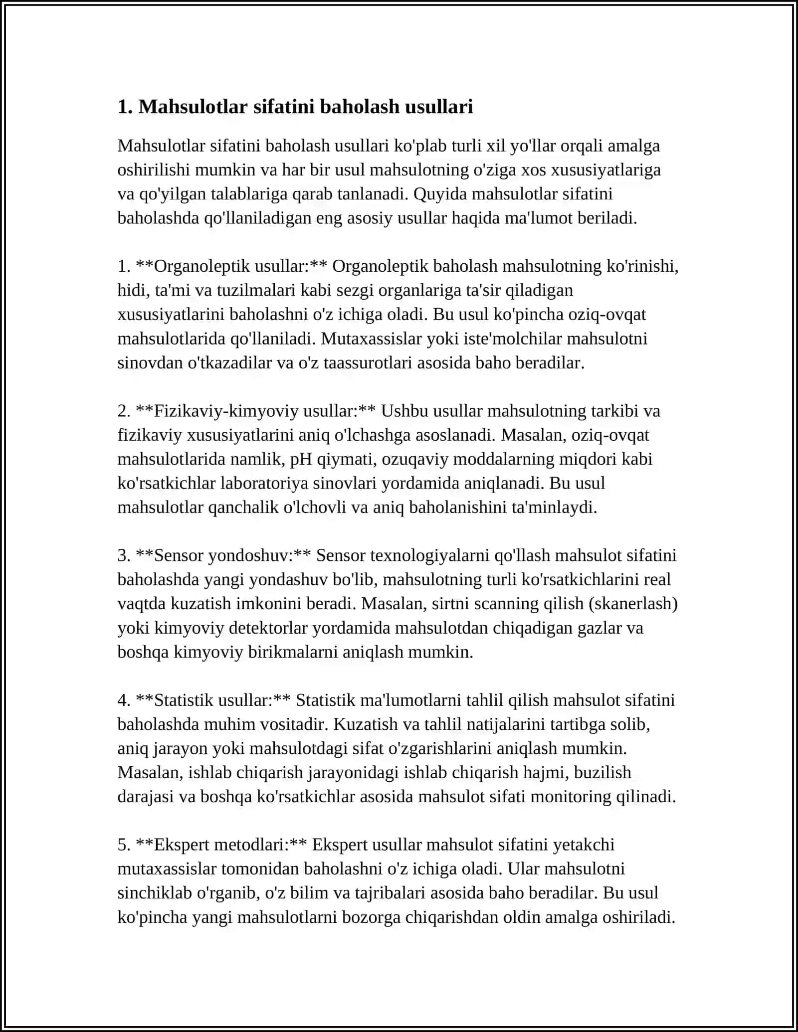 SOTILGAN MAHSULOTLAR SIFATINI TAHLIL QILISH 3