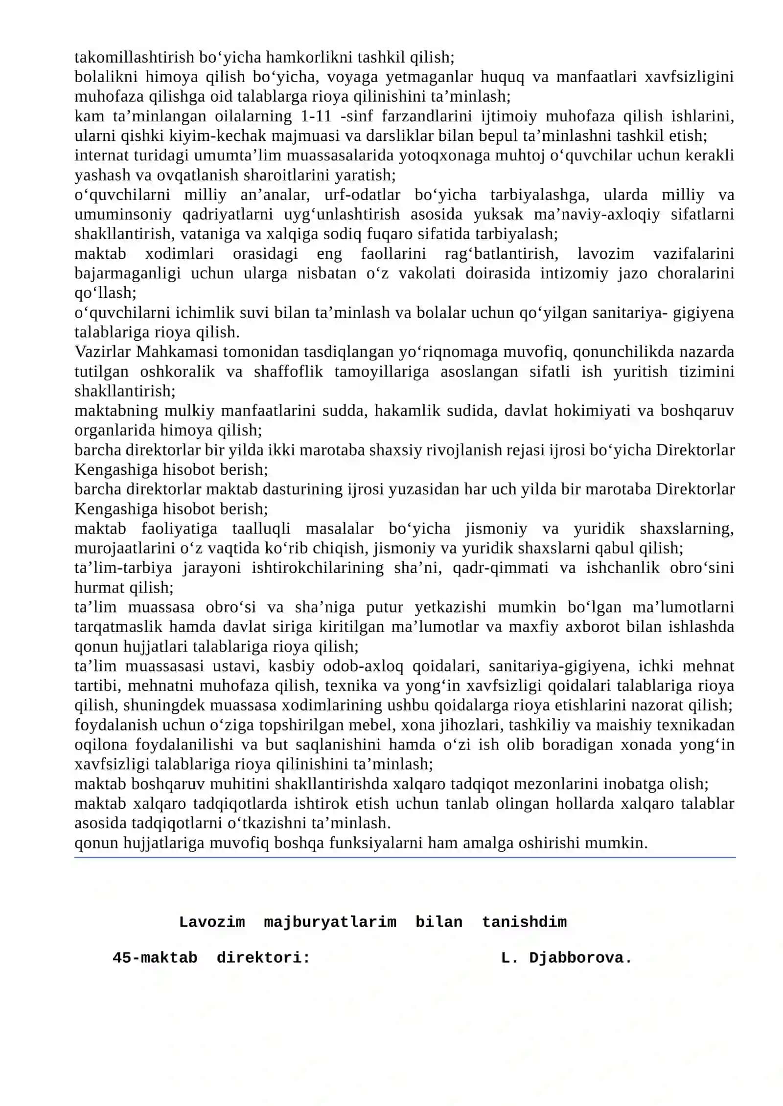 UMUMIY O‘RTA TA’LIM MUASSASALARI XODIMLARINING LAVOZIM MAJBURIYATLARI 3