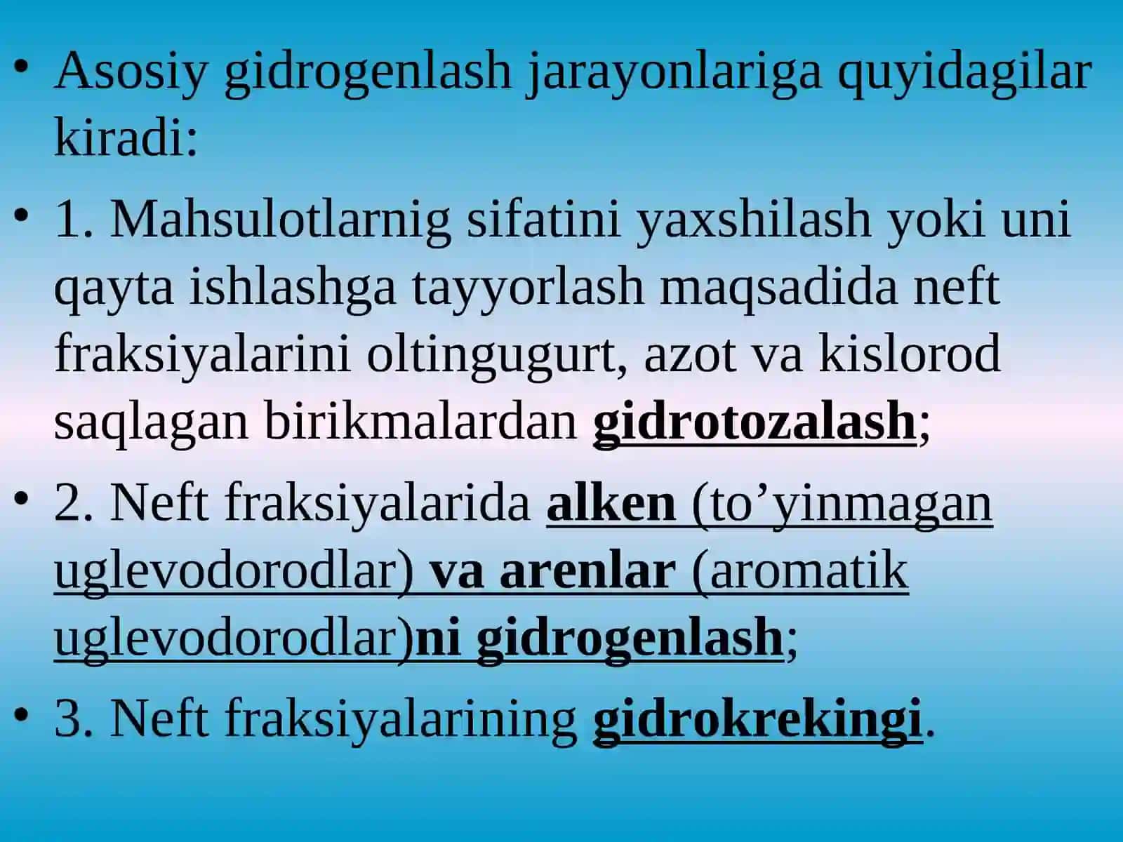 Gidrogenlash jarayonlari 3
