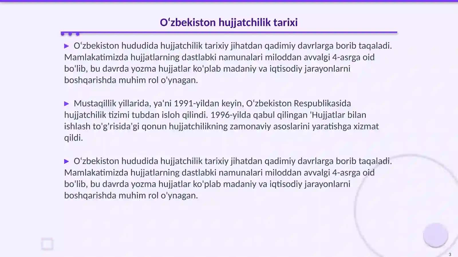 Hujjatchilikning takomillashuvi O‘zbekistonda 3