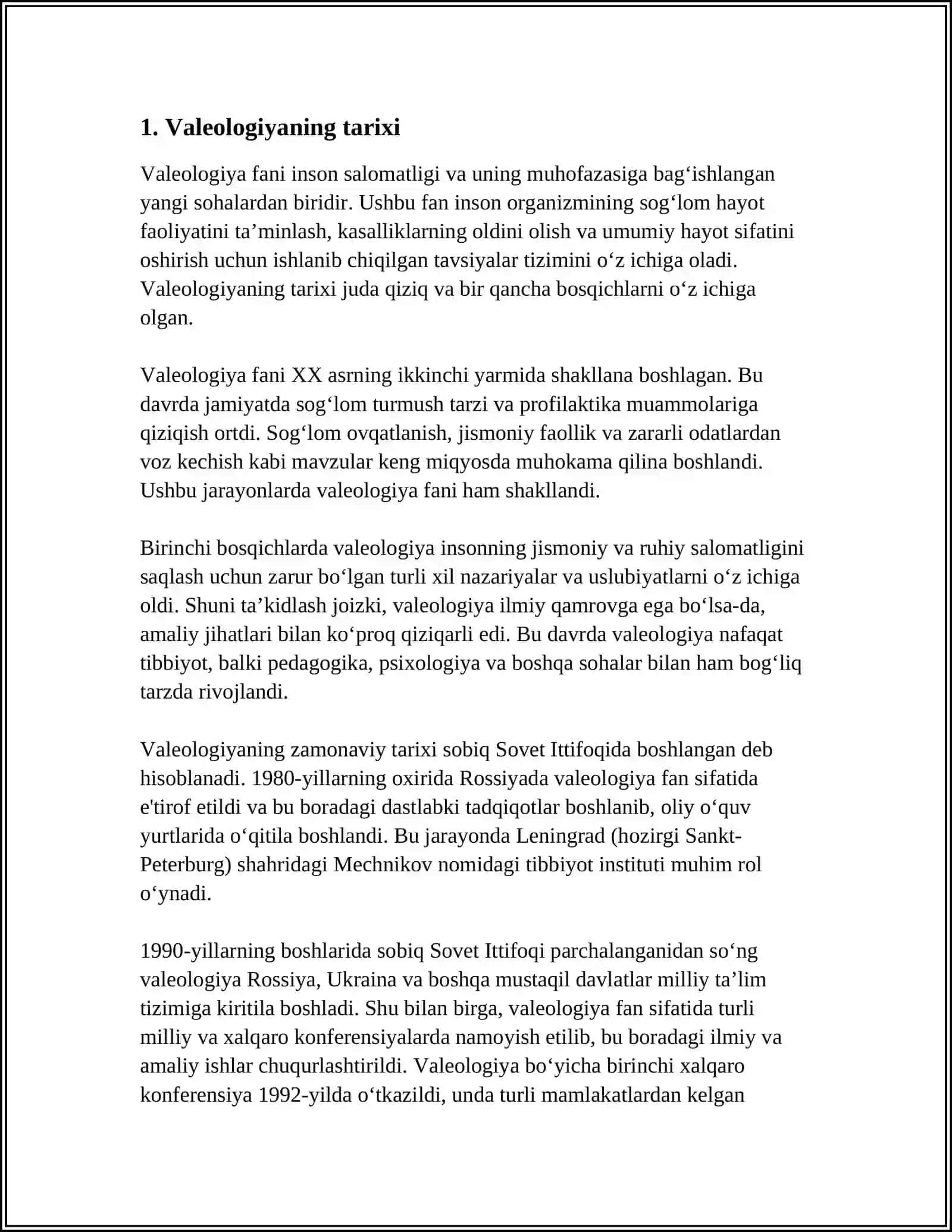 VALEOLOGIYA ASOSLARIGA KIRISH VA VALEOLOGIYANING TARIXI 3