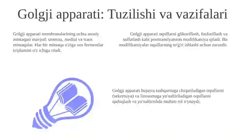 Golgji apparati va Lizosomalar: Tuzilishi va Vazifalari 3