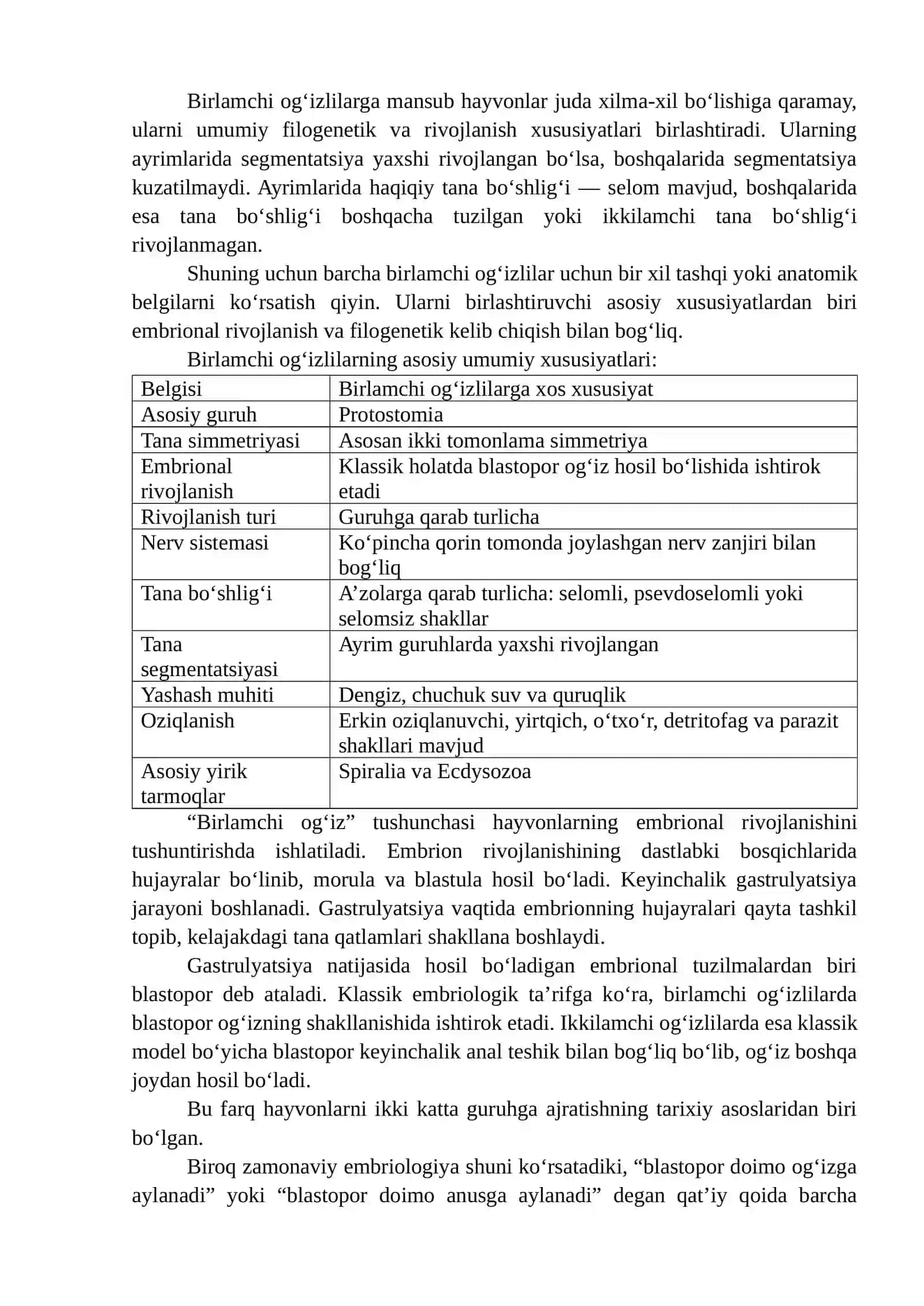 Birlamchi va ikkilamchi og‘izlilar – hayvonlar evolyusiyasining ikki yo‘nalishi 3