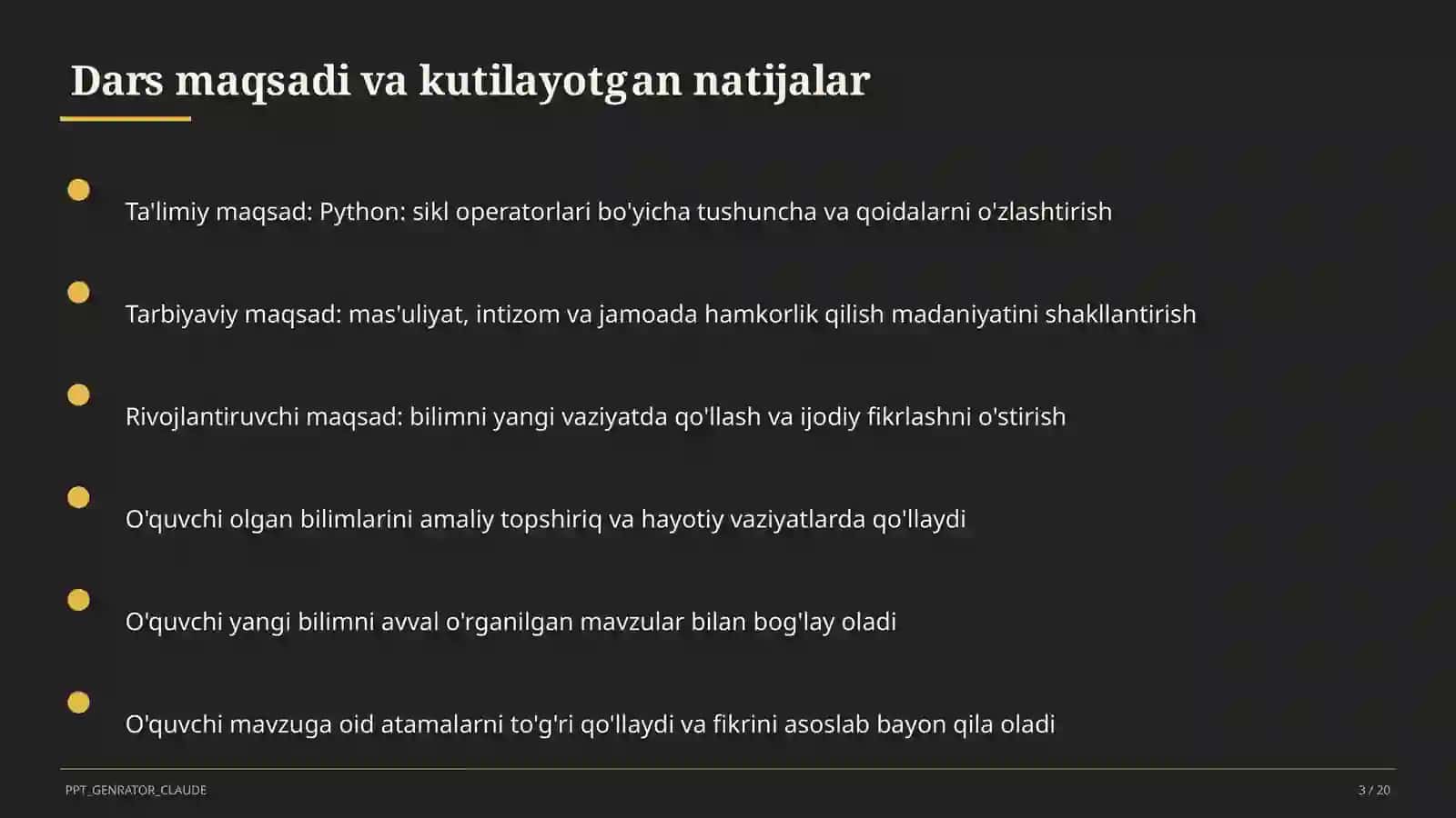 Python: sikl operatorlari (8-sinf) 3