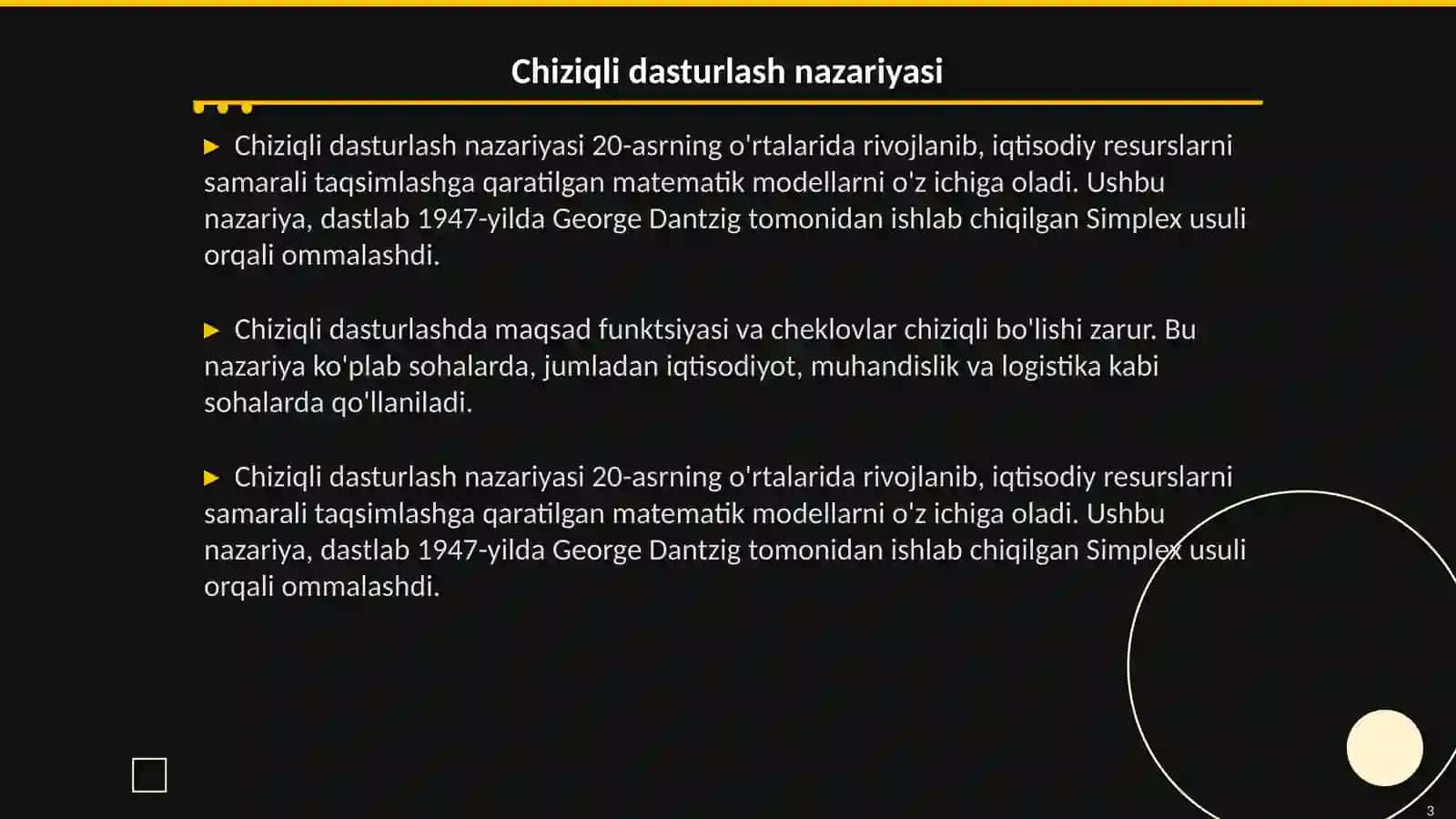 Chiziqli dasturlash masalalari 3