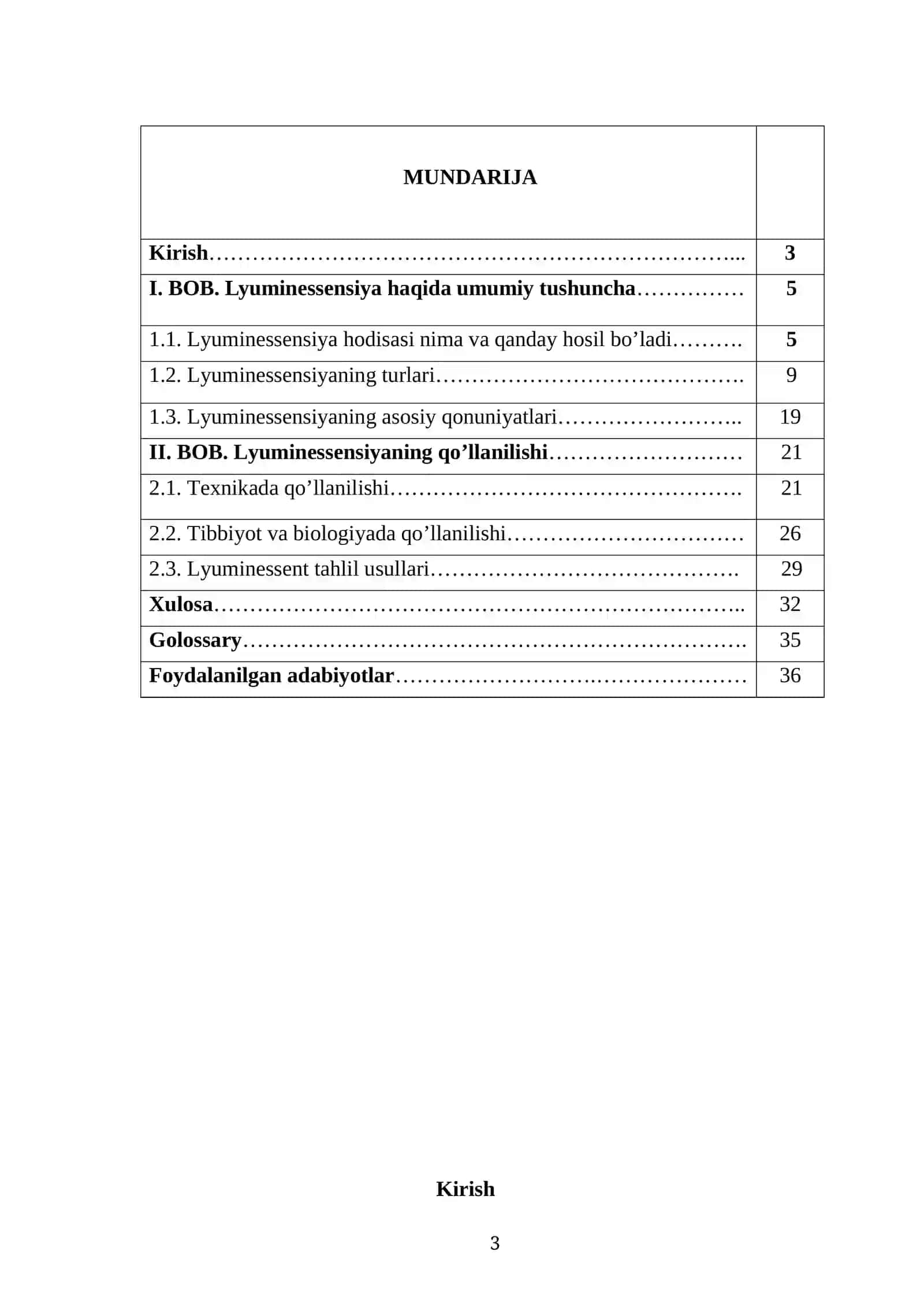 Lyuminessensiya hodisasi va uning qo’llanilishi mavzusida tayyor sifatlli kurs ishi 3
