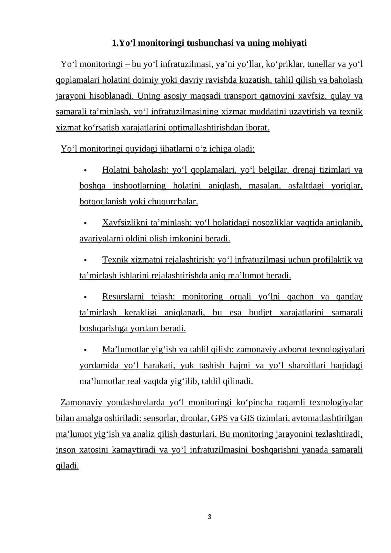 Yo‘l monitoringi va axborot texnologiyalari 3
