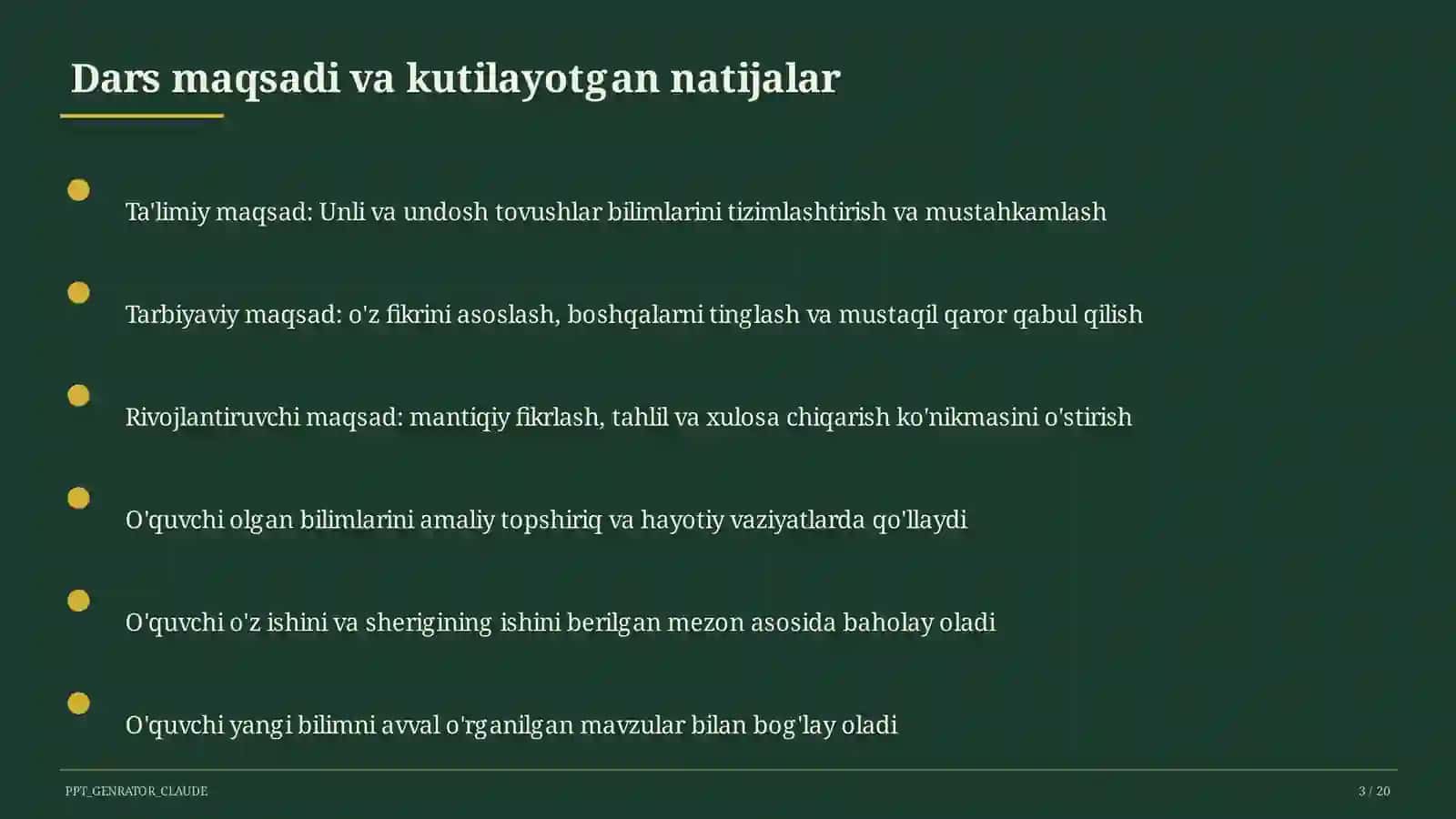 Unli va undosh tovushlar (1-sinf) 3