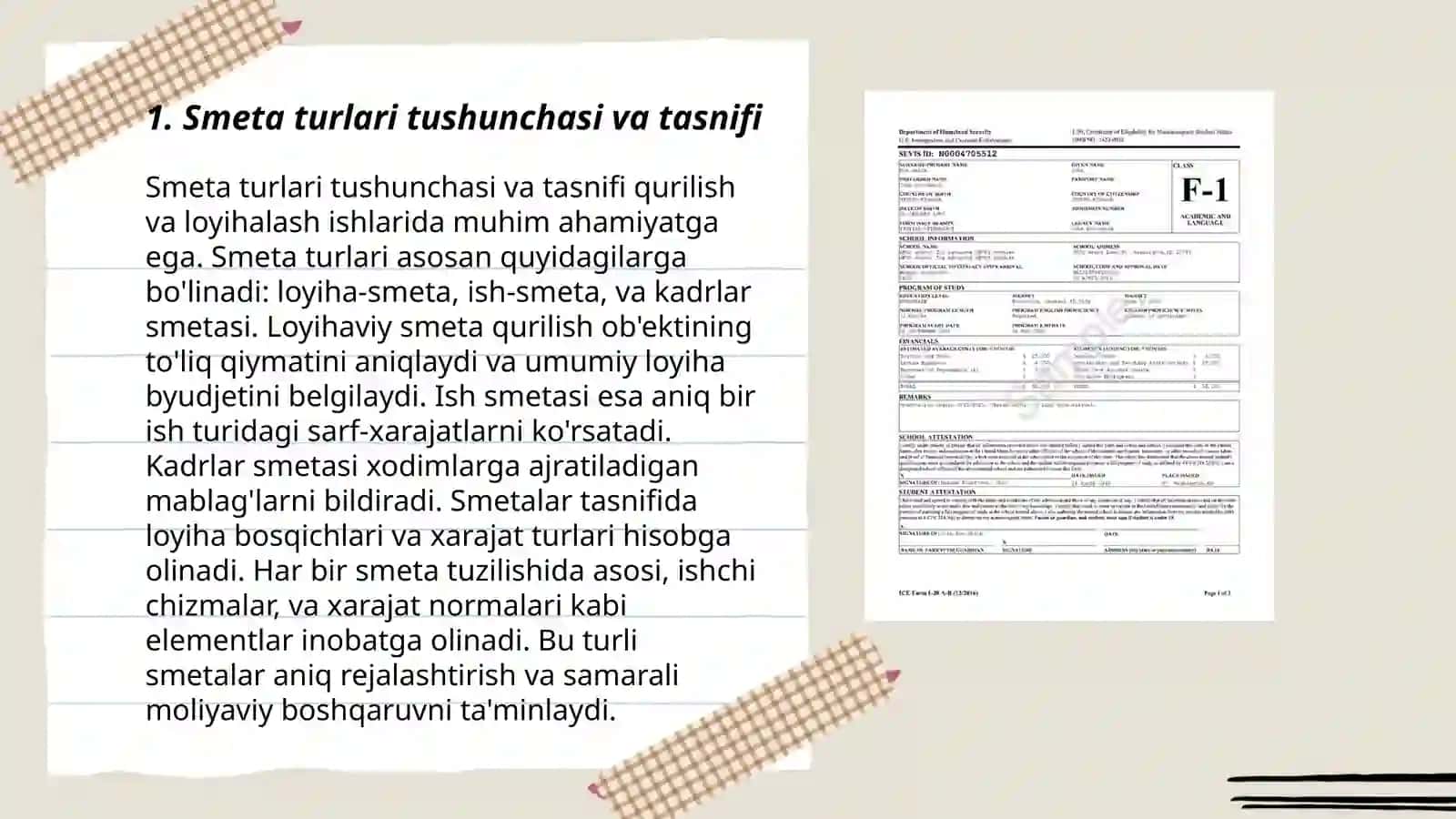 Smeta turlari xo'jalik yurituvchi sub'ekt faoliyati 3