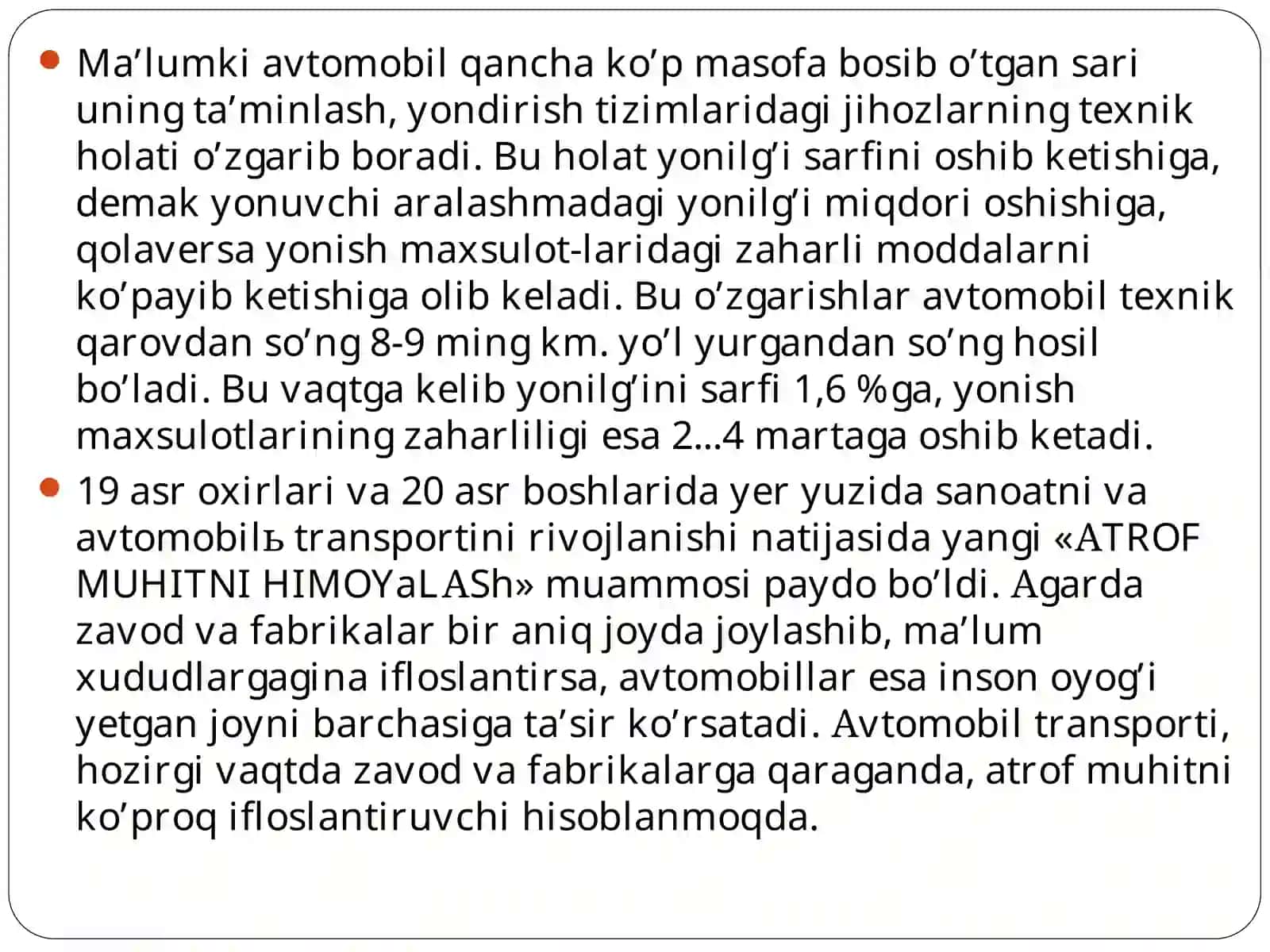 Avtomobil transportini atrof muhitga ta'siri 3