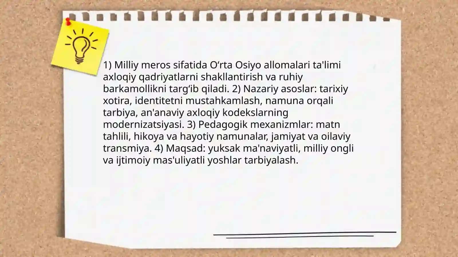 Yuksak maʼnaviyatli yoshlarni tarbiyalashda Oʻrta Osiyo allomalari milliy merosining oʻrni 3