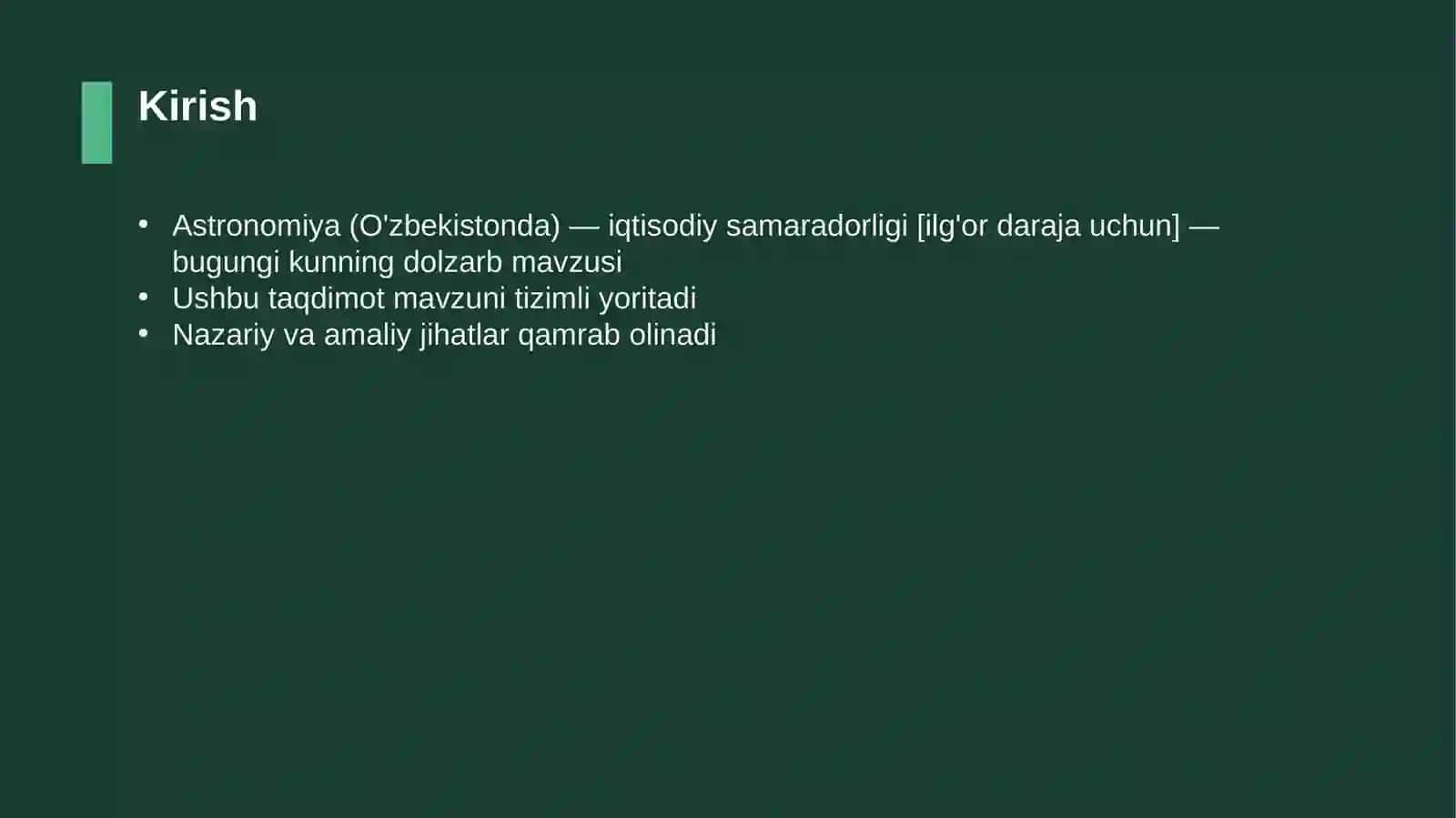 Astronomiya (O'zbekistonda) — iqtisodiy samaradorligi [ilg'or daraja uchun] 3