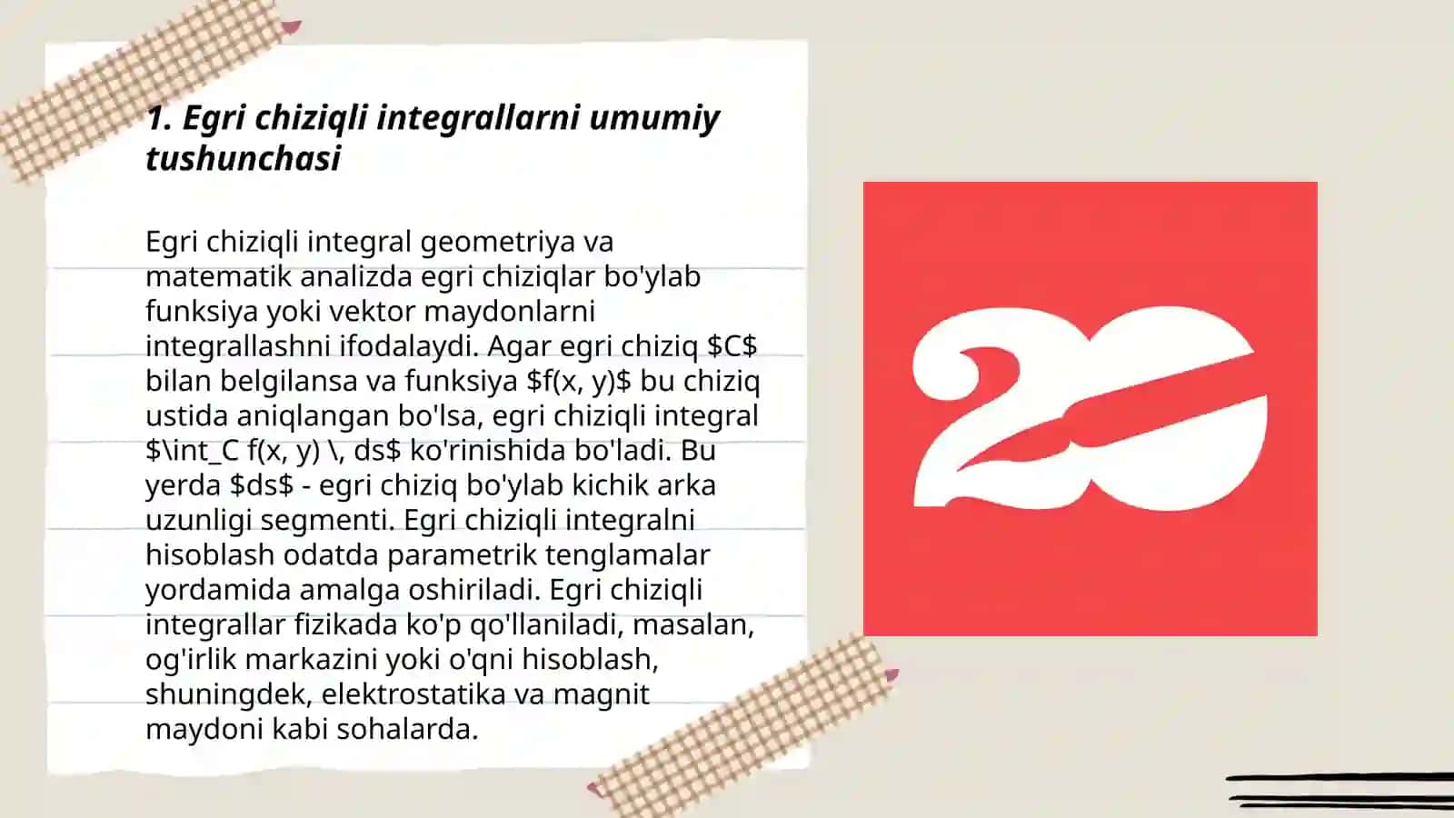 Ikkinchi tur egri chiziqli integrallar 3