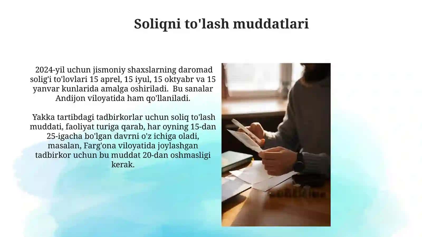 Jismoniy shaxslardan undiriladigan soliqlarga tavsif 3