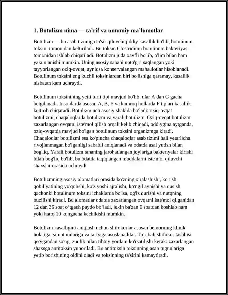 BOTULIZM BILAN ZAHARLANISH 3