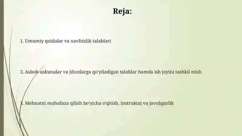 Mehnatni muhofaza qilish qoidalari 3