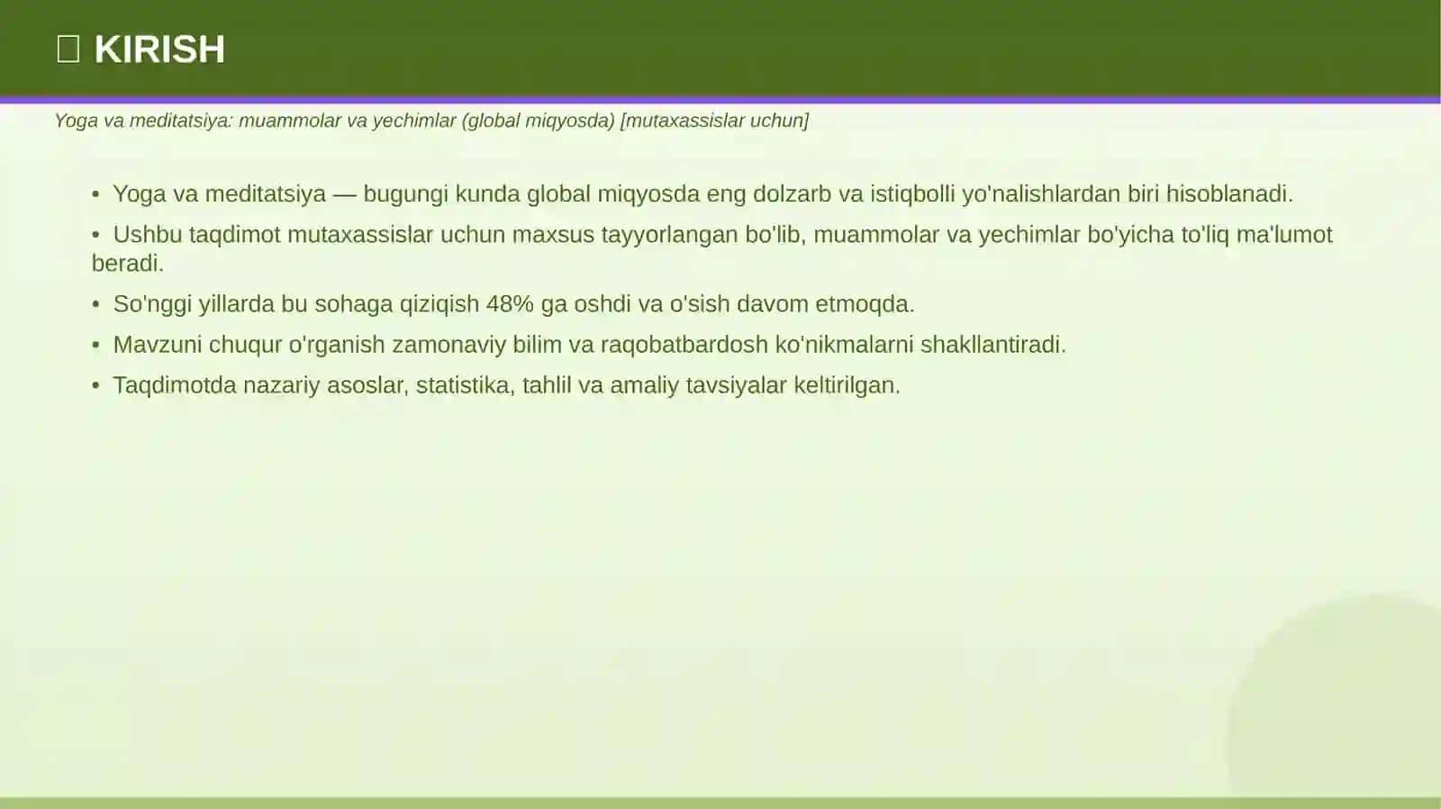 Yoga va meditatsiya: muammolar va yechimlar (global miqyosda) 3