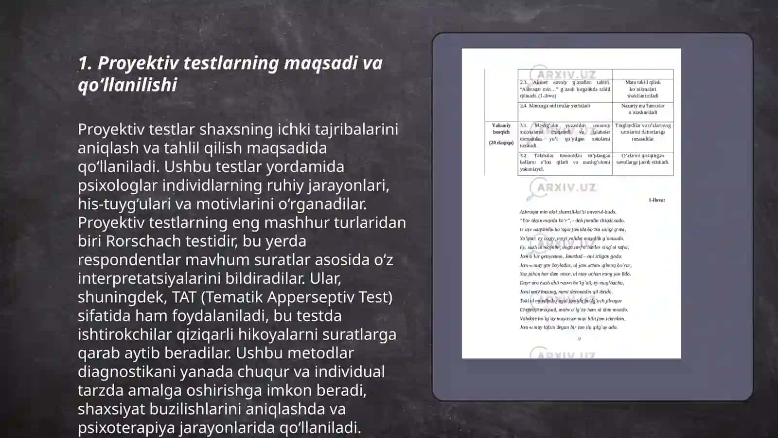 Shaxsni oʻrganuvchi proyektiv metodlar 3