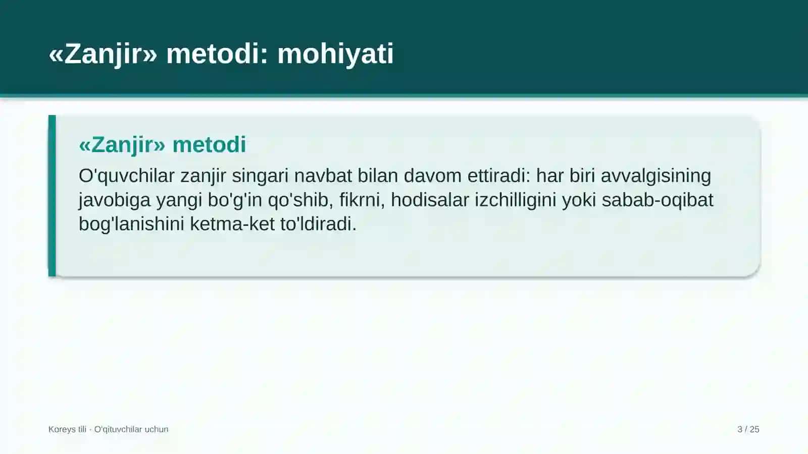 koreys tili darslarida zanjir metodidan foydalanish 1171 3