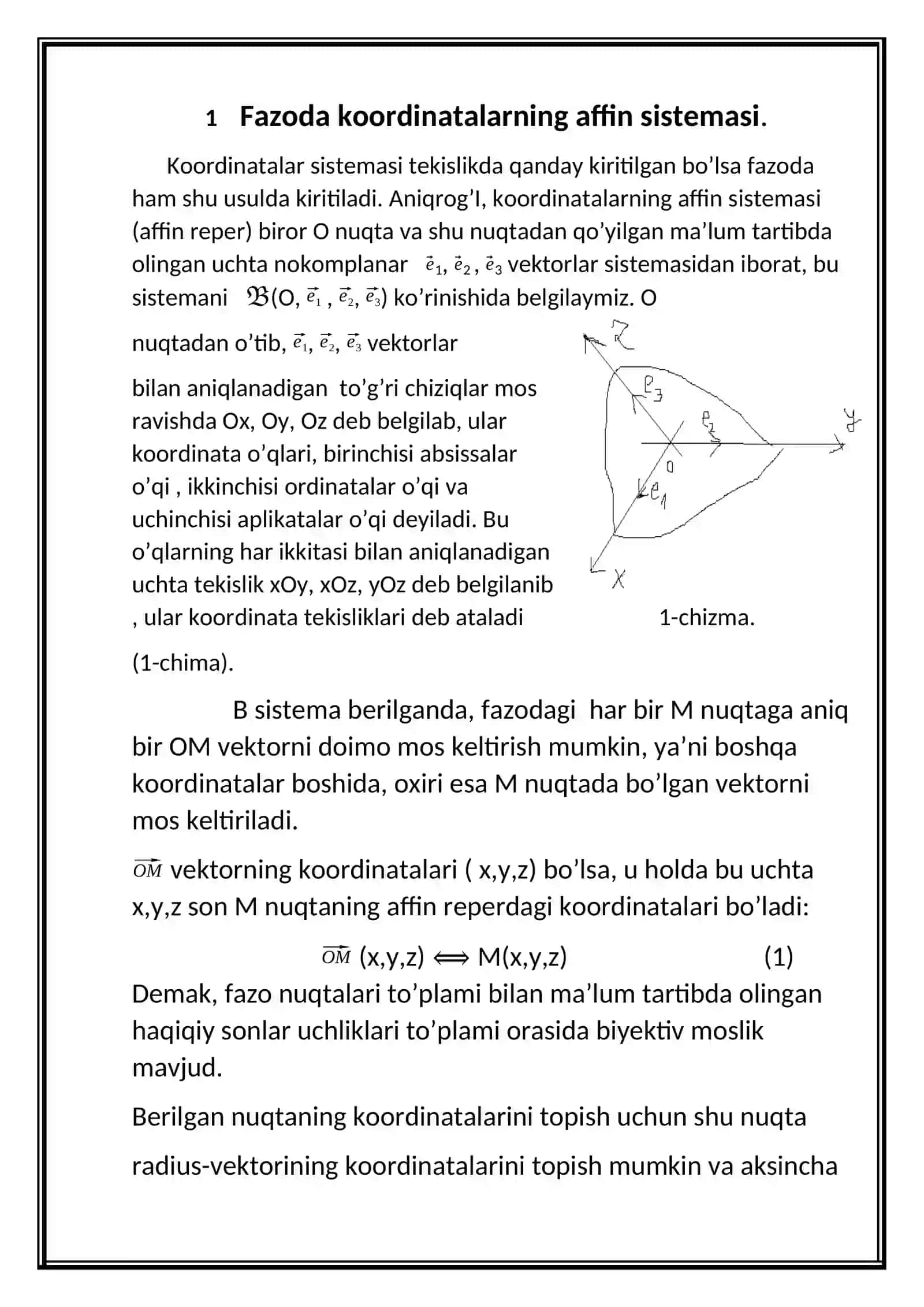 Fazoda Koordinatalar Metodi 3