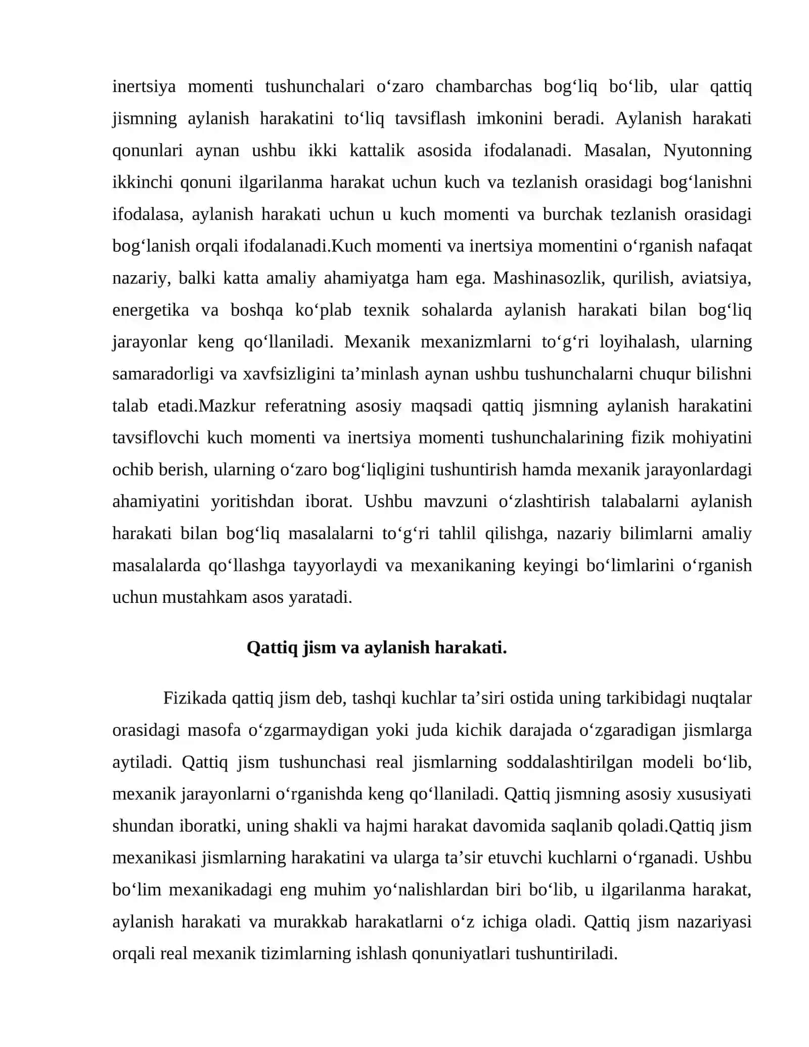 Qattiq jismning kuch momenti va inertsiya momenti 3