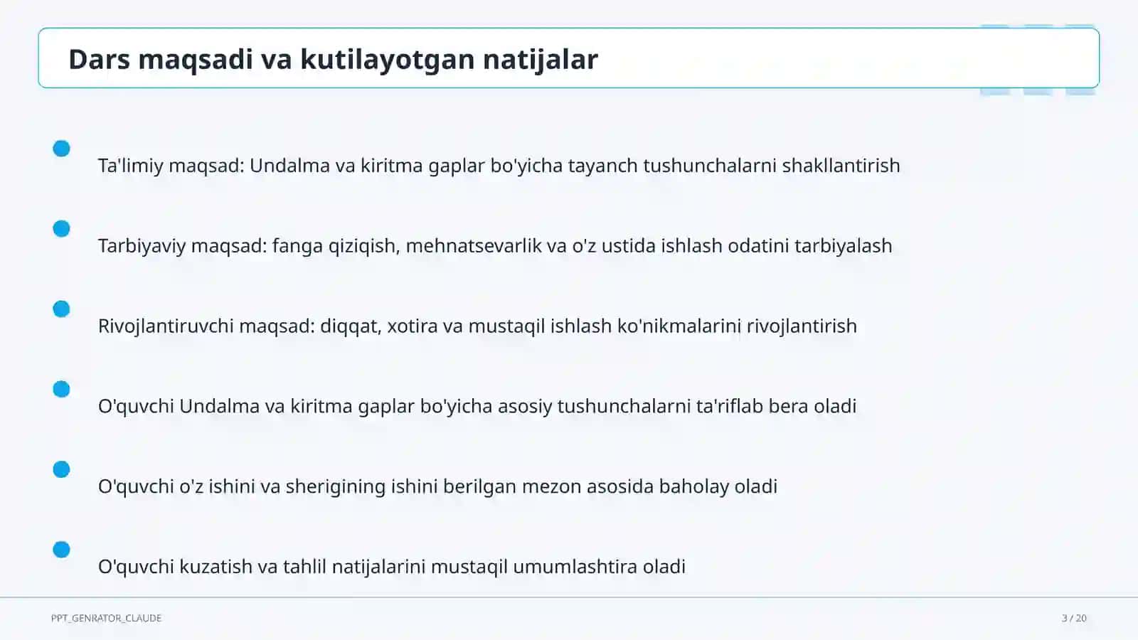 Undalma va kiritma gaplar (8-sinf) 3