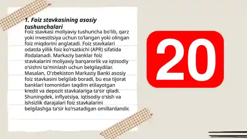 Foiz stavkalari va uni turlari. Oddiy va murakkab foiz stavkalari 3