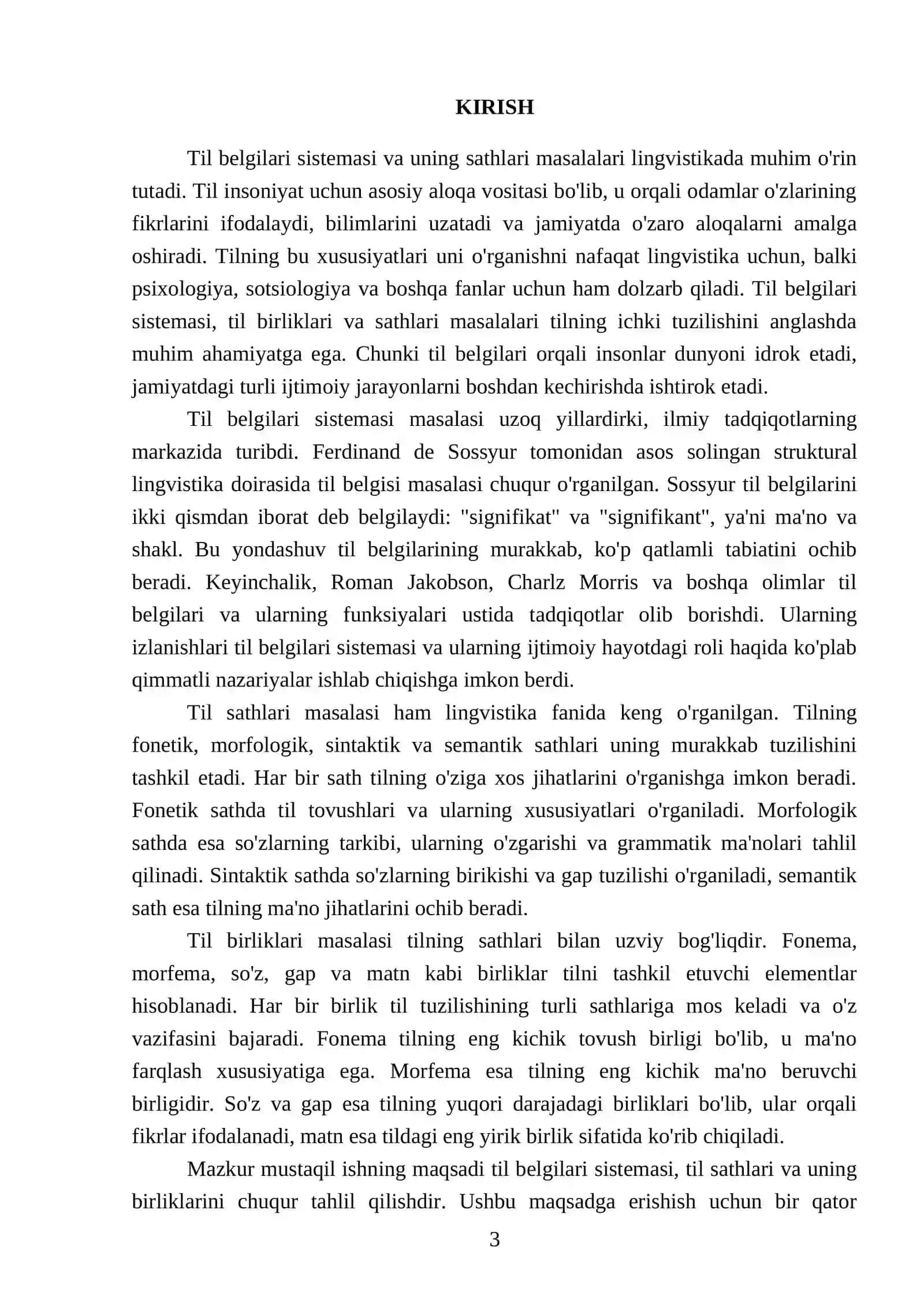 Til belgilari sistemasi.Til sathlari va uning birliklari 3