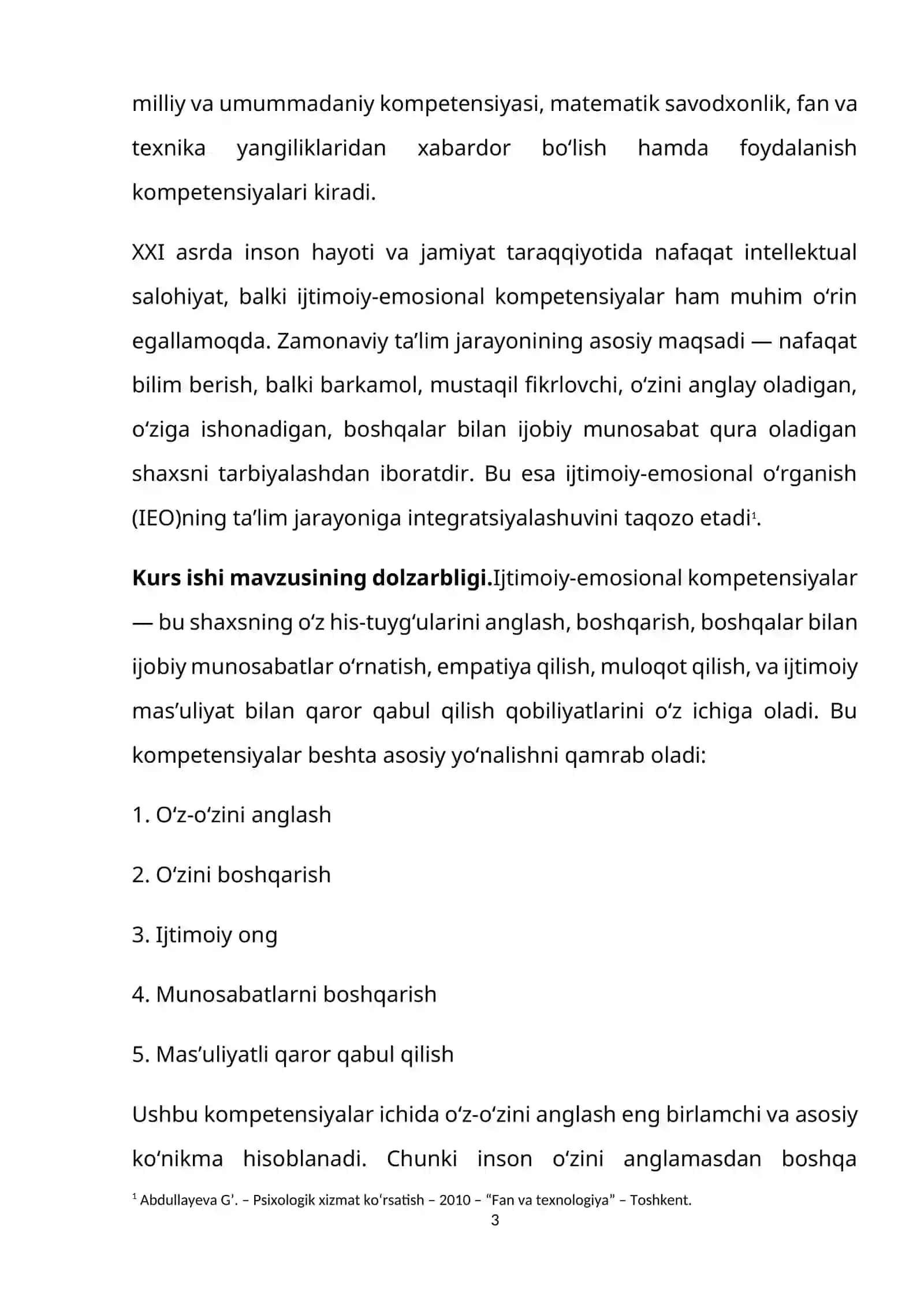 BOSHLANG'ICH SINF O'QUVCHILARINING IJTIMOIY-EMOTSIONAL KOMPETENSIYALARI 3