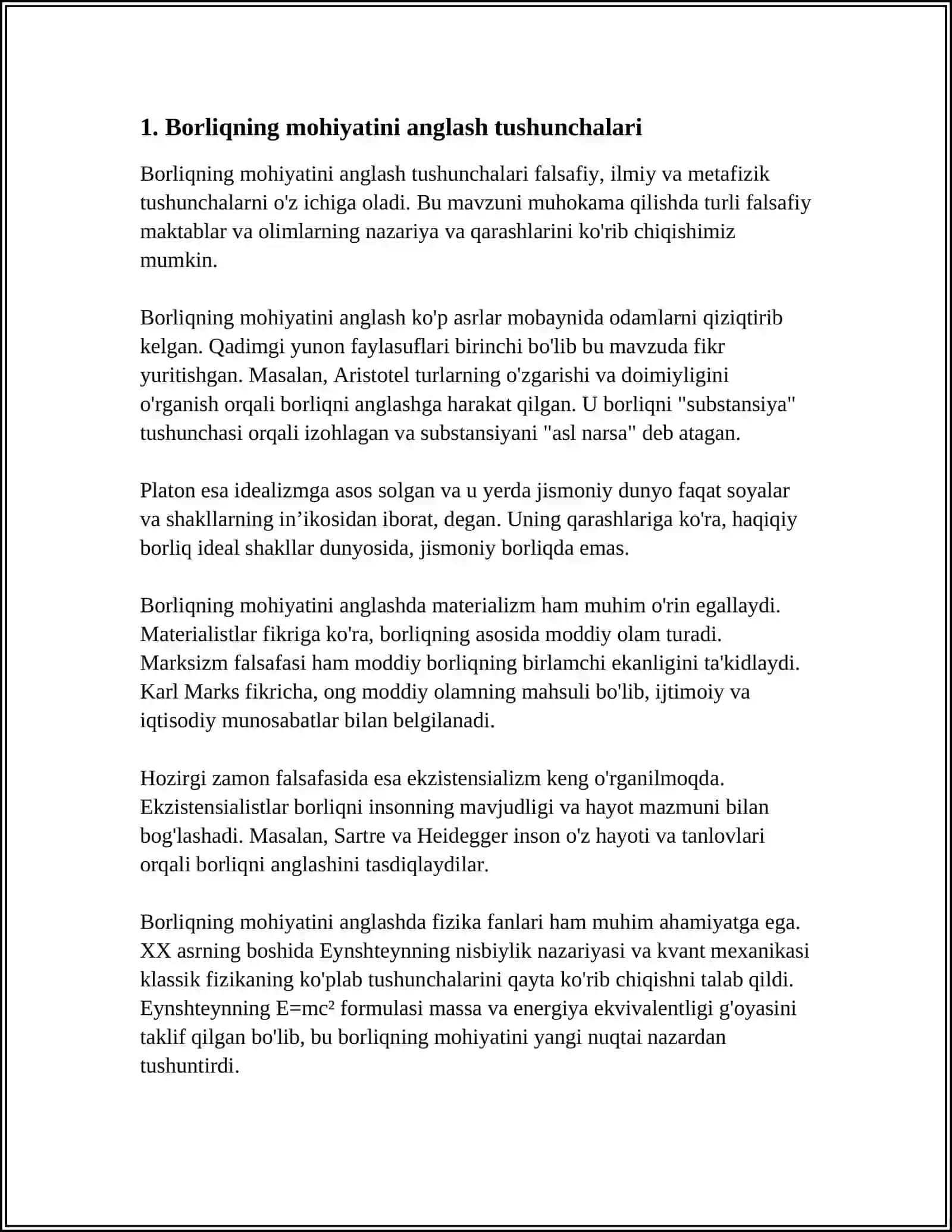 FALSAFA VA TABIIY ILMIY FANLARDA BORLIQNING MOHIYATIGA OID KANSEPSIYALAR 3