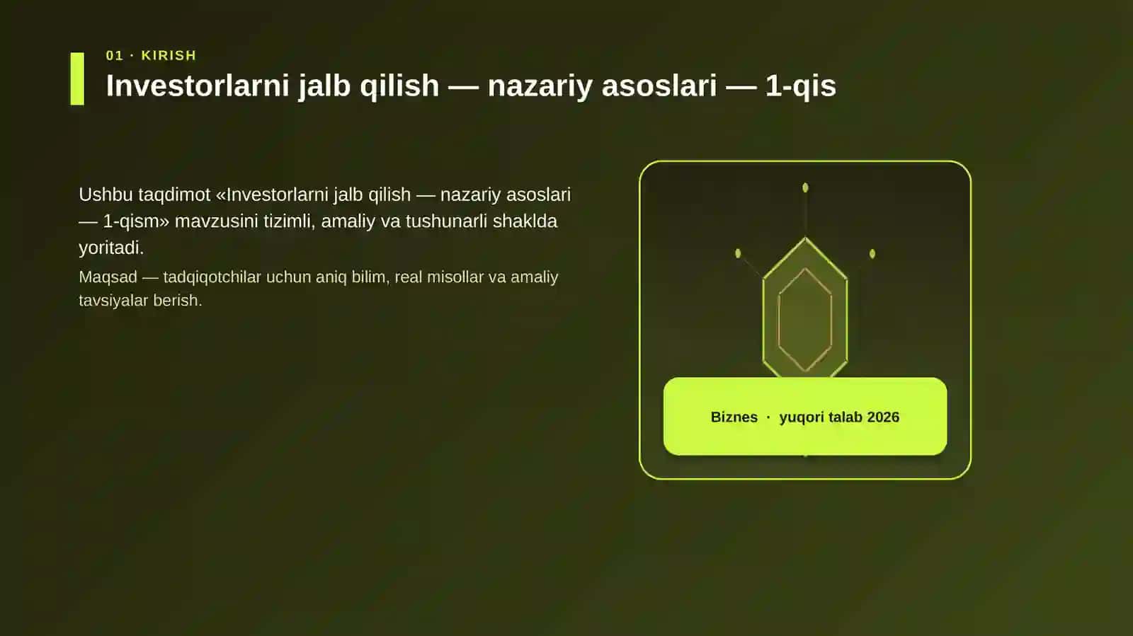 Investorlarni jalb qilish — nazariy asoslari — 1-qism 3