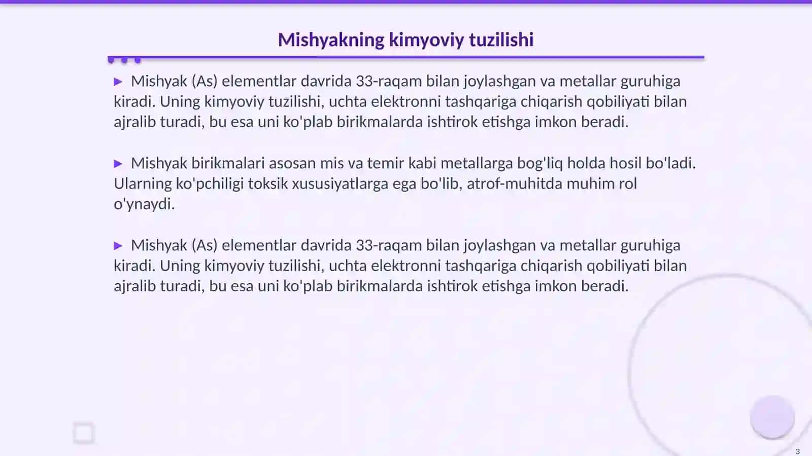 Mishyak va uning xossalari 3