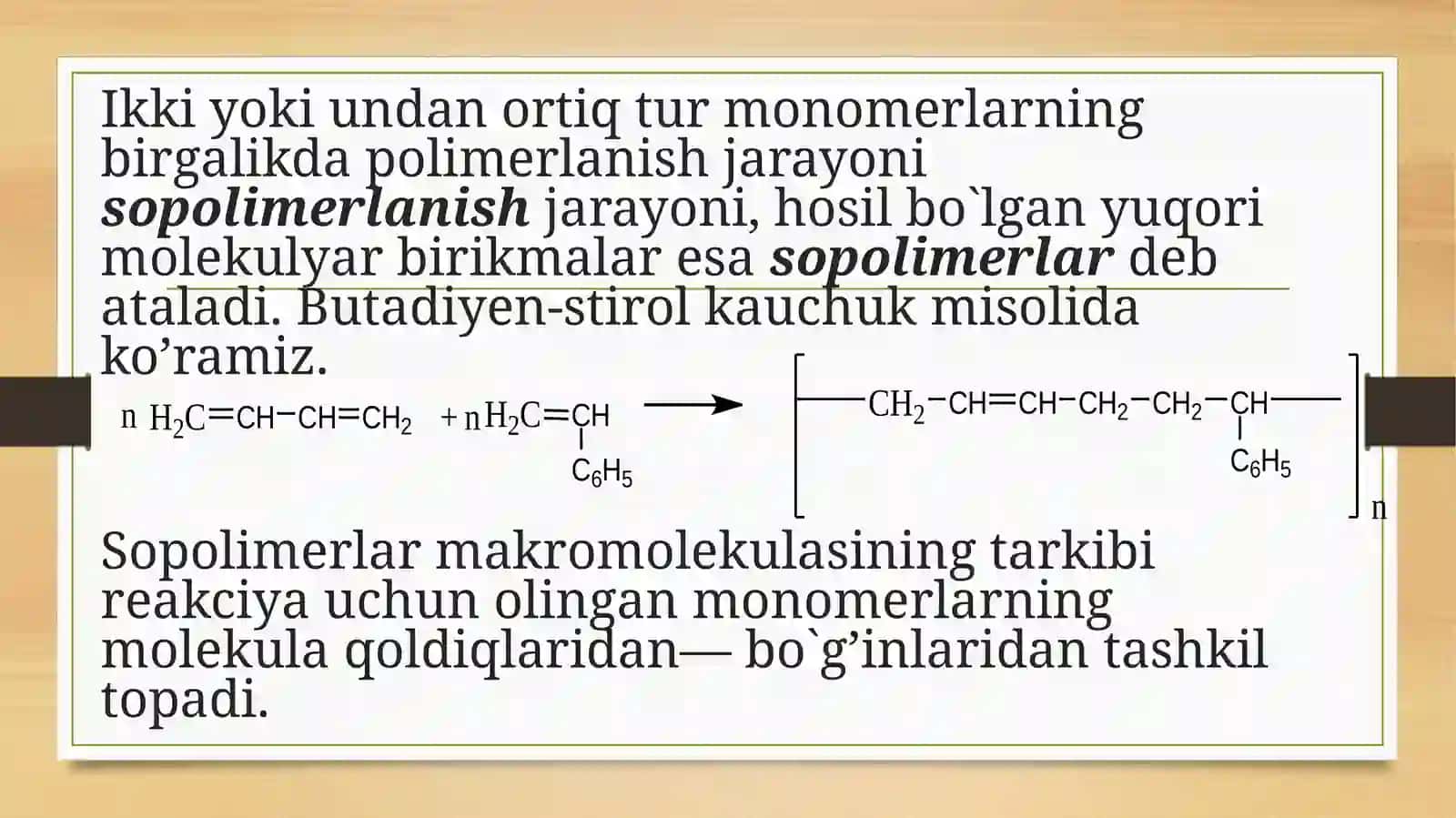 Sopolimerlanish va polikondensatlanish reaksiyasi qonuniyatlari, monomerlarning qoldiqlari 3