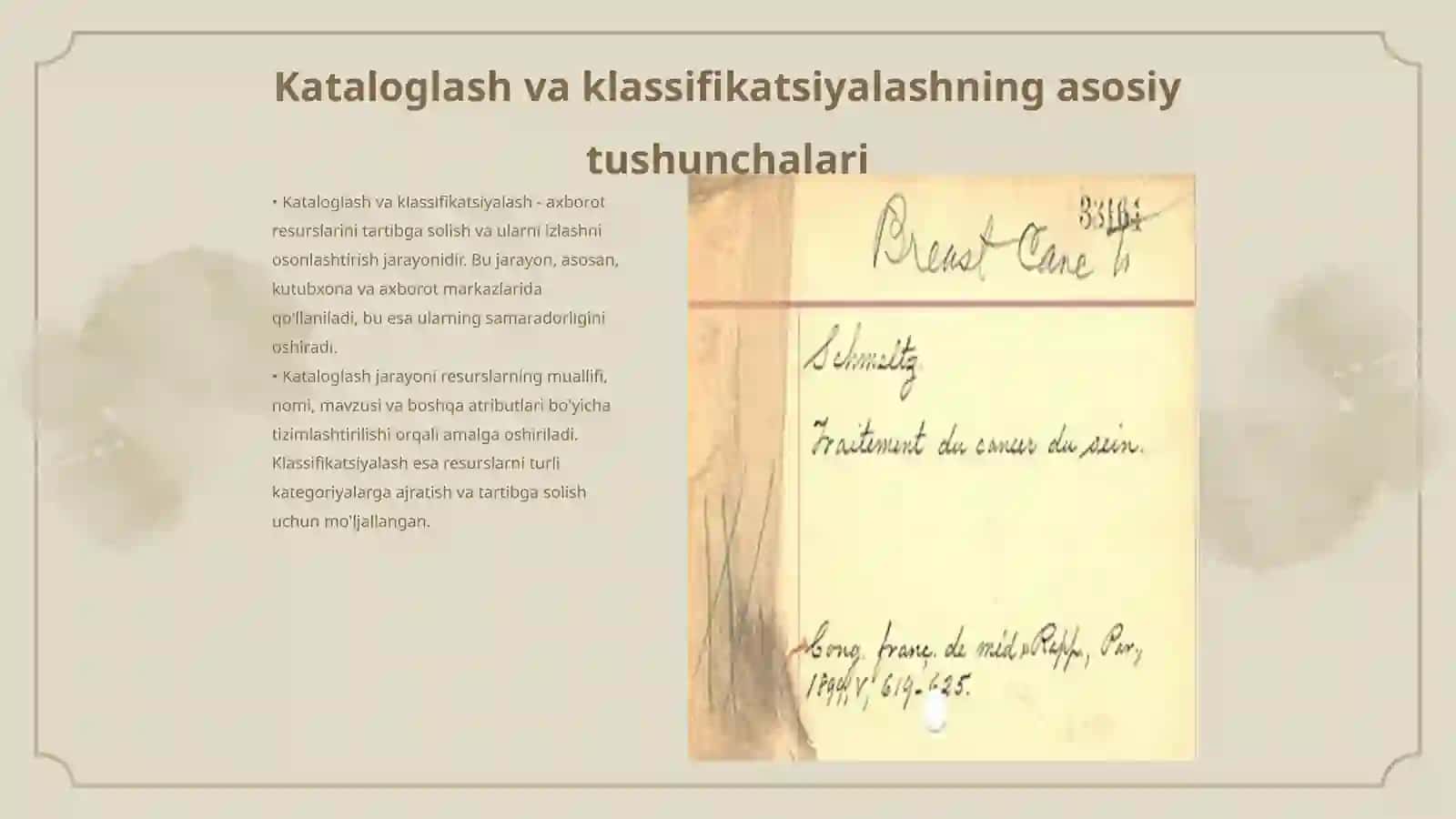 Kataloglash va klassifikatsiyalash sohasida ilmiy tadqiqot ishlarini òrganish 3