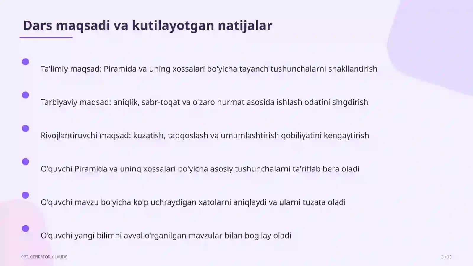 Piramida va uning xossalari (10-sinf) 3