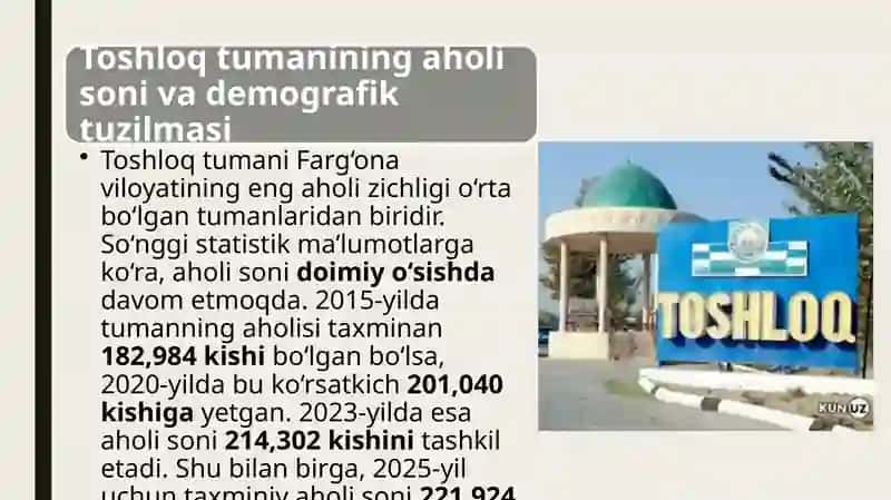 Farg’ona Viloyati Toshloq Tumanining STATISTIK VA DEMOGRAFIK TAHLILI 3