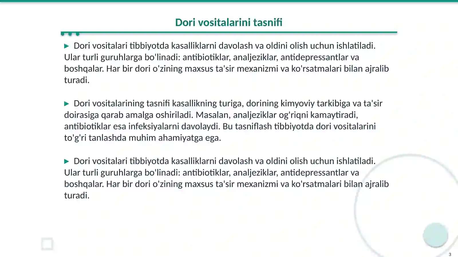 Dori vositalarini tasnifi 3