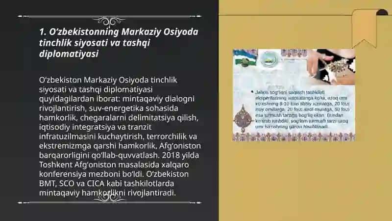 Oʻzbekistonning Markaziy Osiyoda tinchlik va barqarorlikni ta minlashdagi oʻrni 3