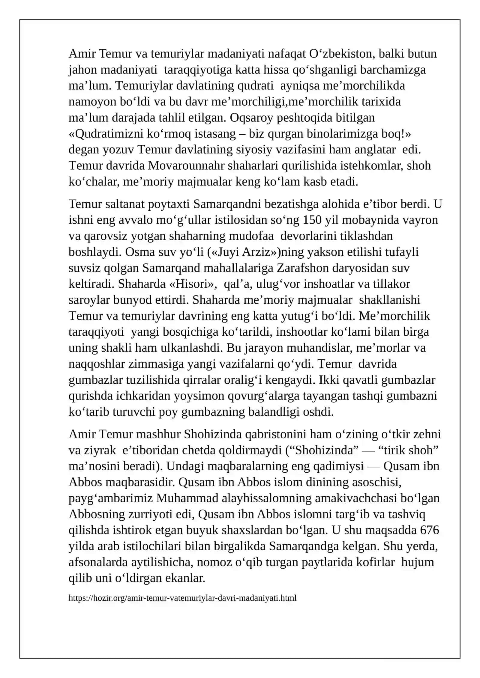 AMIR TEMUR DAVRI ME’MORCHILIK VA SHAHARSOZLIK MADANIYATI 3