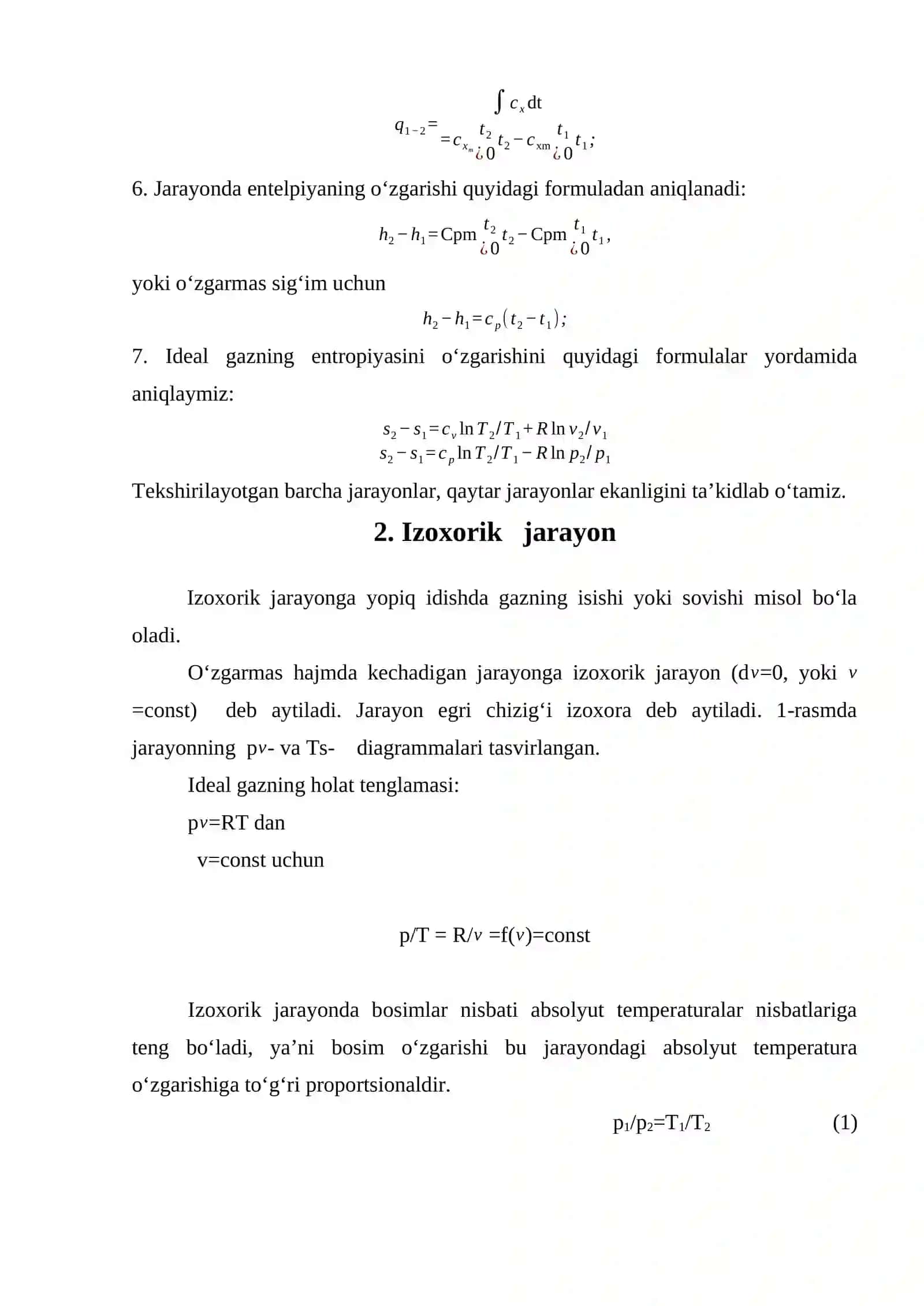 Ideal gazlarning termodinamik jarayonlari 3