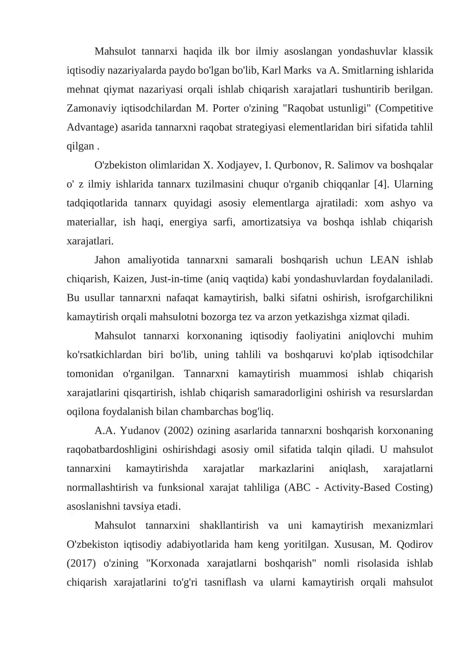 Tannarx pasaytirish omillari tahlili 3