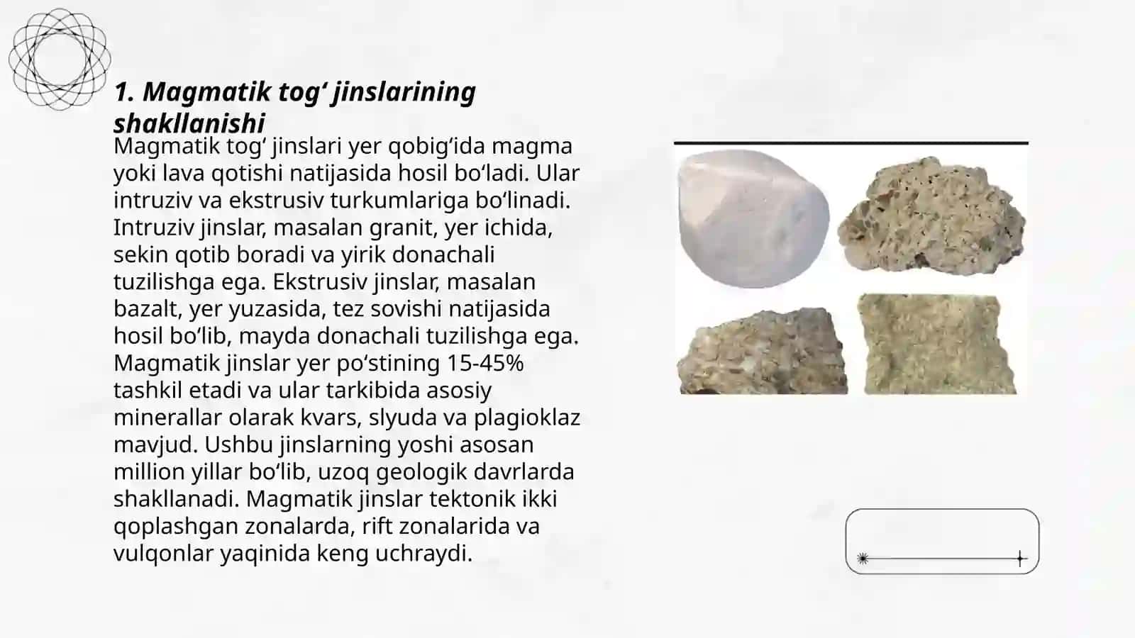 Magmatik togʻ jinslari klassifikatsiyasi bilan tanishish 3