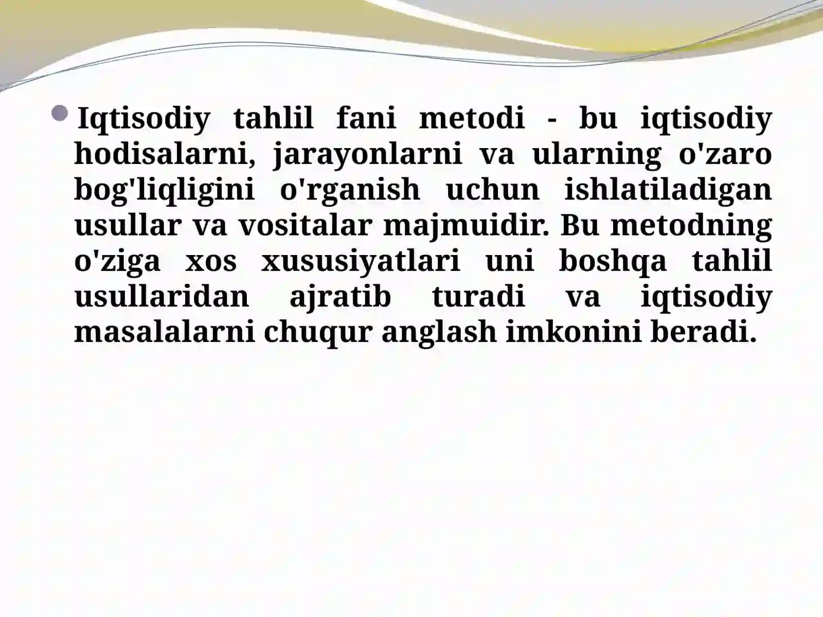 IQTISODIY TAHLIL FANIDAN MUSTAQIL TALIM 3